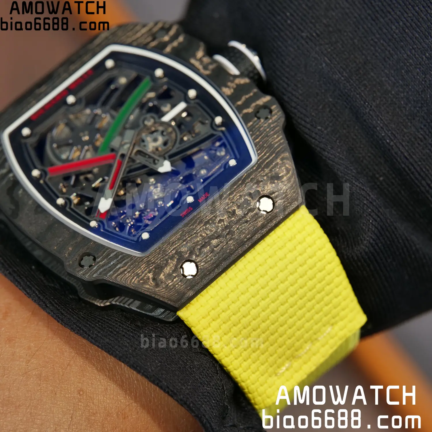 RICHARD MILLE RM67-02 Black NTPT Best Edition Black/Green/Red Skeleton Dial on Yellow Nylon strap CRMA7 Clone V9 122 ee136ccdde680d8 阿默表行AmoWatch