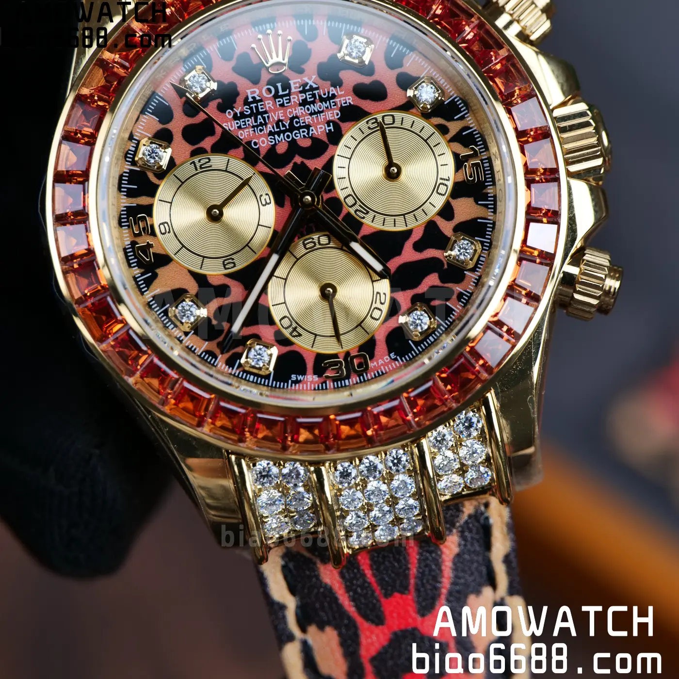 Rolex Daytona 116598SACO PPM Factory Best Edition Leopard Dial on Leopard Leather Strap 4130 88 ee6d47f41ff1bde 阿默表行AmoWatch