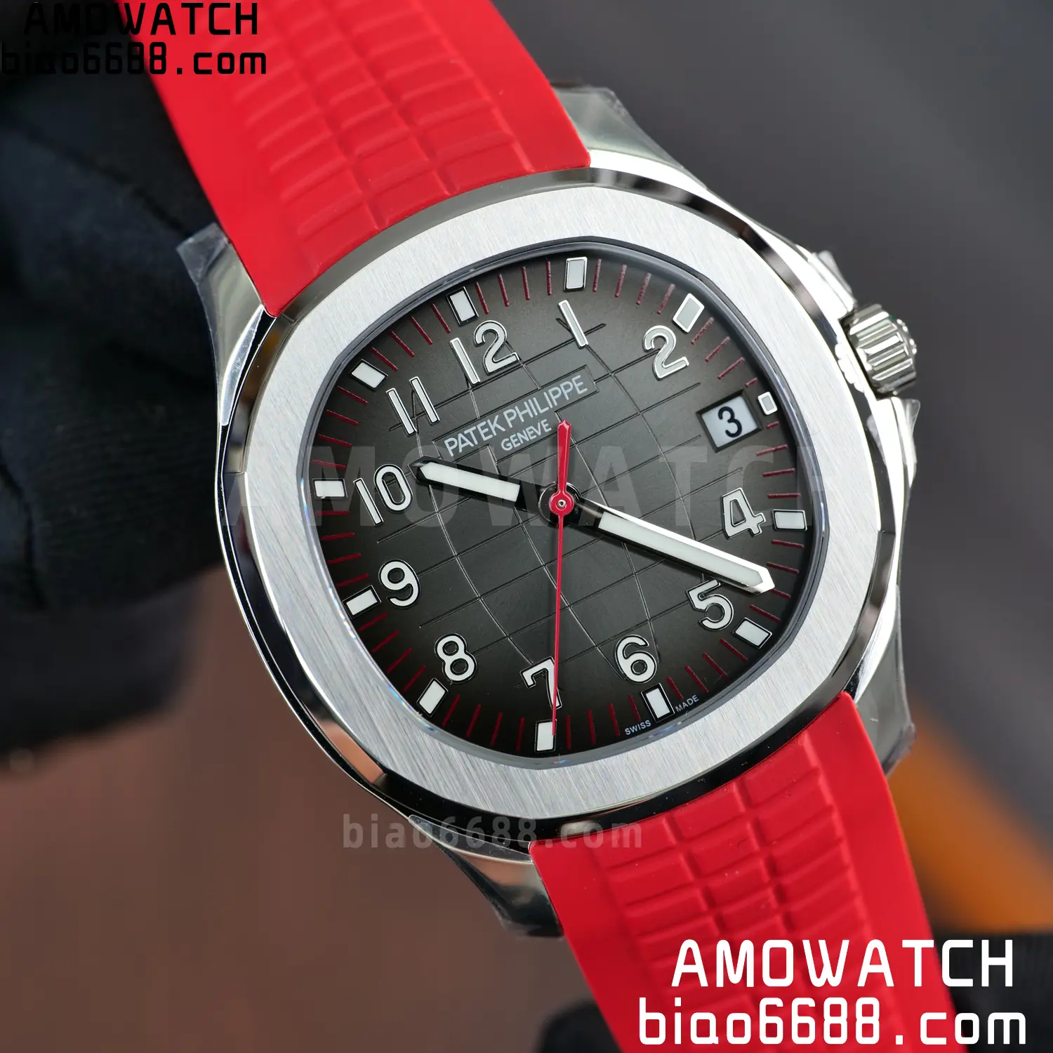PP Aquanaut 5167 SS Singapore DDF 1:1 Best Edition Gray Dial on Red Rubber Strap DD324 V2 88 ef196f931d719c1 AMO Watch