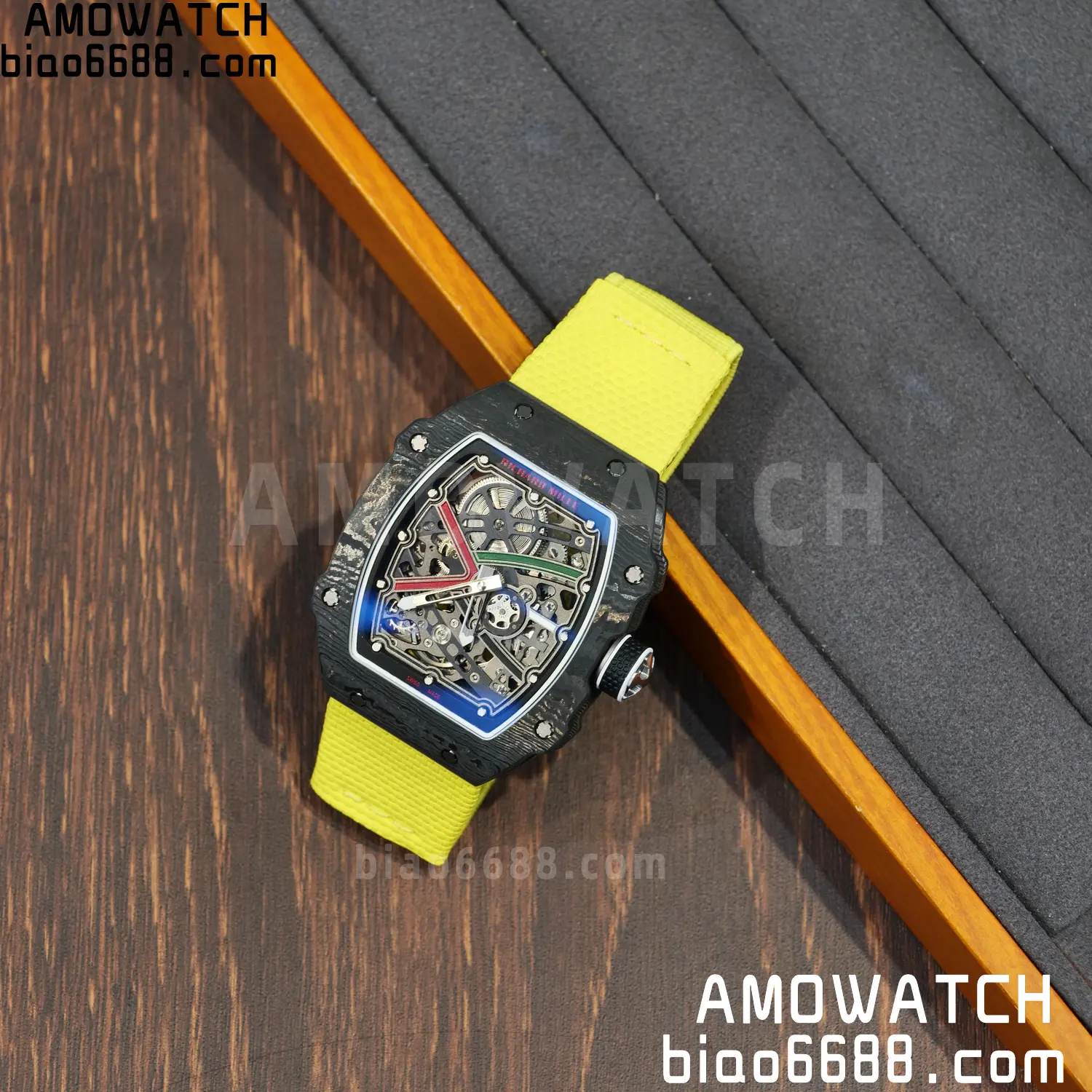 RICHARD MILLE RM67-02 Black NTPT Best Edition Black/Green/Red Skeleton Dial on Yellow Nylon strap CRMA7 Clone V9 117 ef22fc88a7497b4 阿默表行AmoWatch
