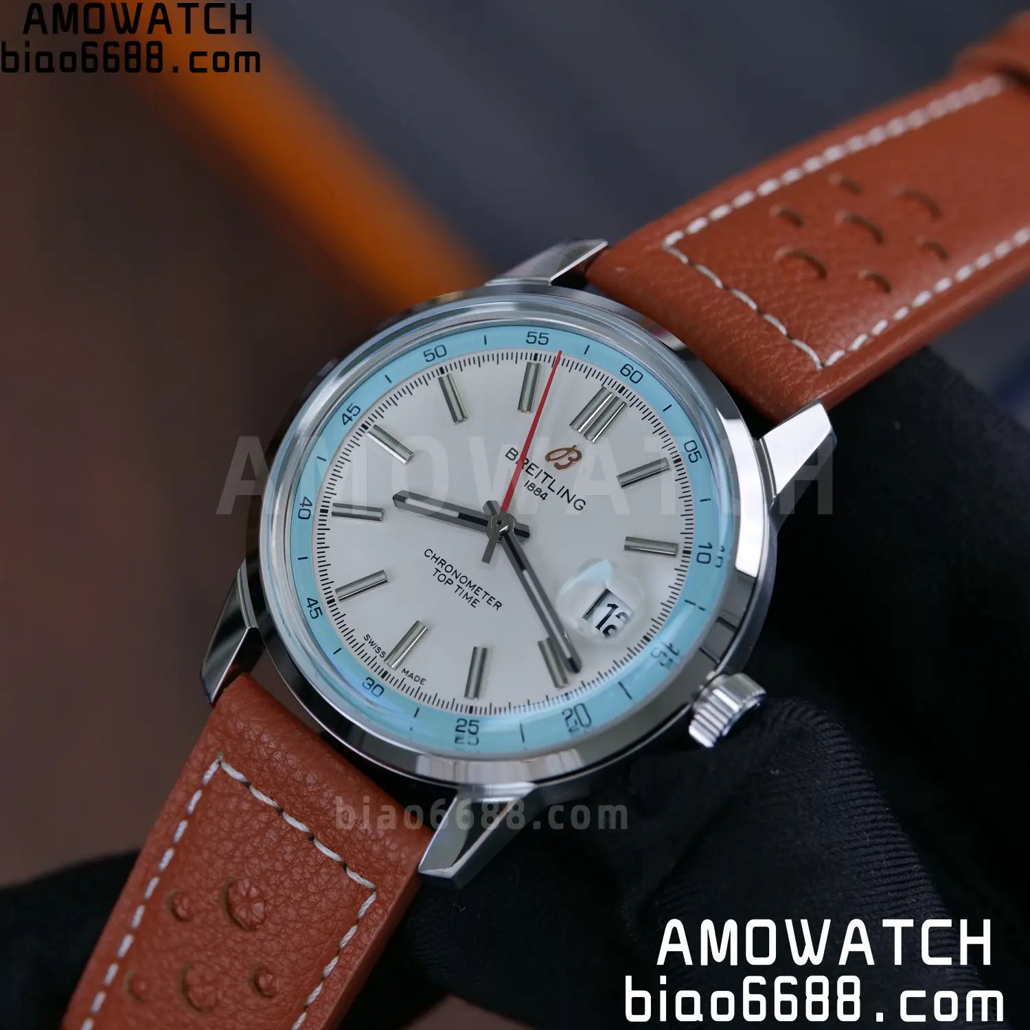BREITLING Top Time B31 BLF 1:1 Best Edition White Dial Orange Hand on Brown Leather Strap 95 f90cbc48c10c27f 阿默表行AmoWatch