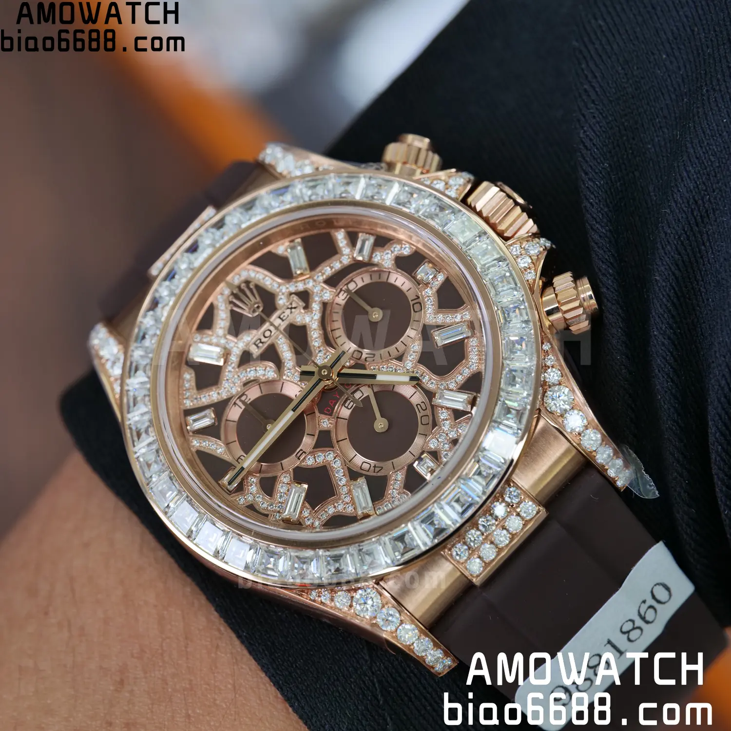 Custom Made Rolex Giraffe Daytona 126555 Mossanite with Brown Strap VS4131 (Weighted) 93 f92d71e8b9002a5 阿默表行AmoWatch