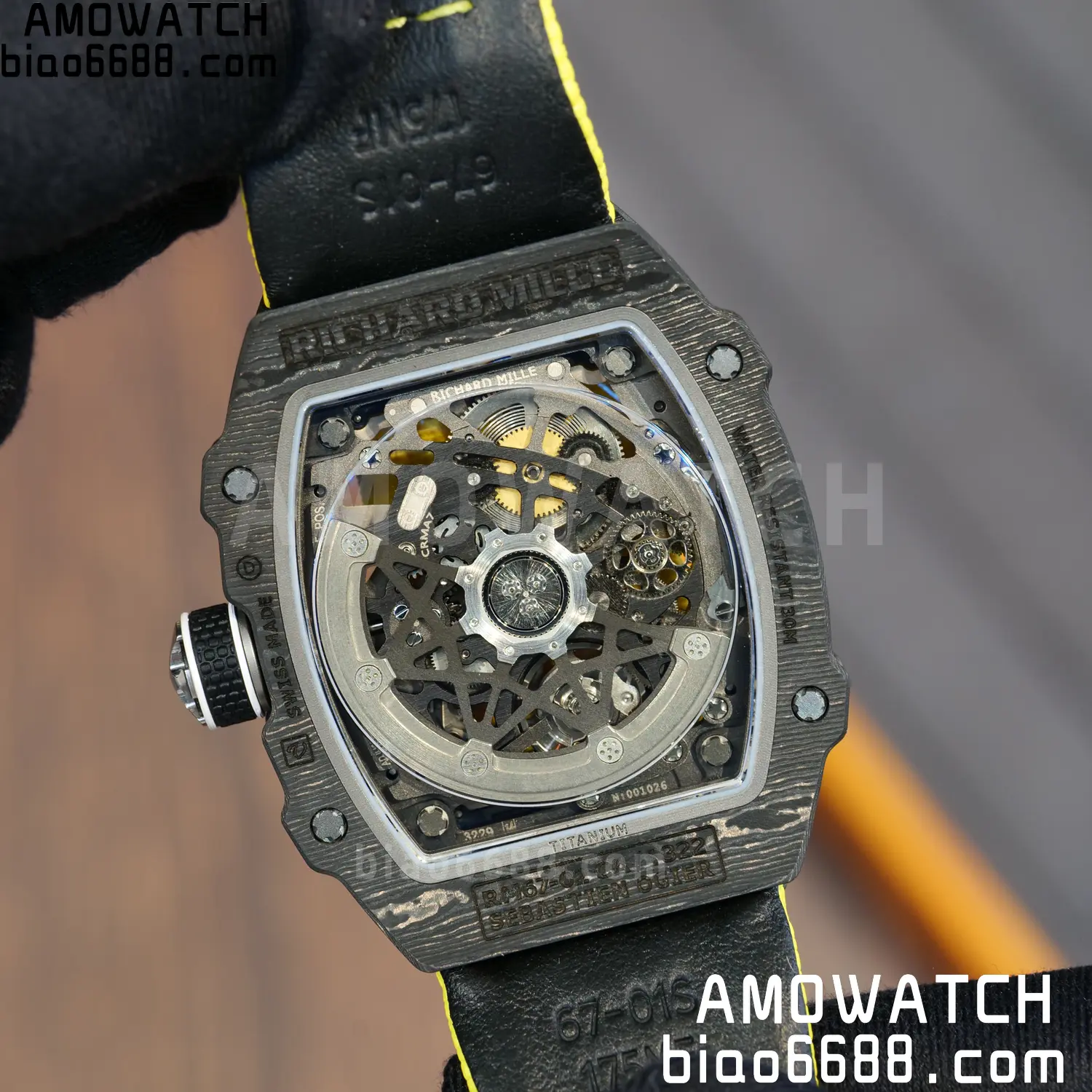 RICHARD MILLE RM67-02 Black NTPT Best Edition Black/Green/Red Skeleton Dial on Yellow Nylon strap CRMA7 Clone V9 113 fa355ea155c9377 阿默表行AmoWatch