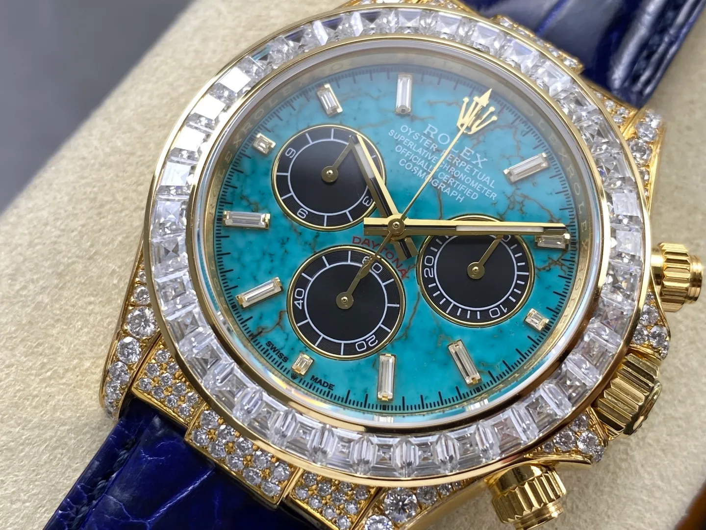 Rolex Daytona PPM Factory Best Edition Turquoise Dial on Blue Crocodile Leather Strap 4130 22 03dea07eb06a4f9 阿默表行AmoWatch