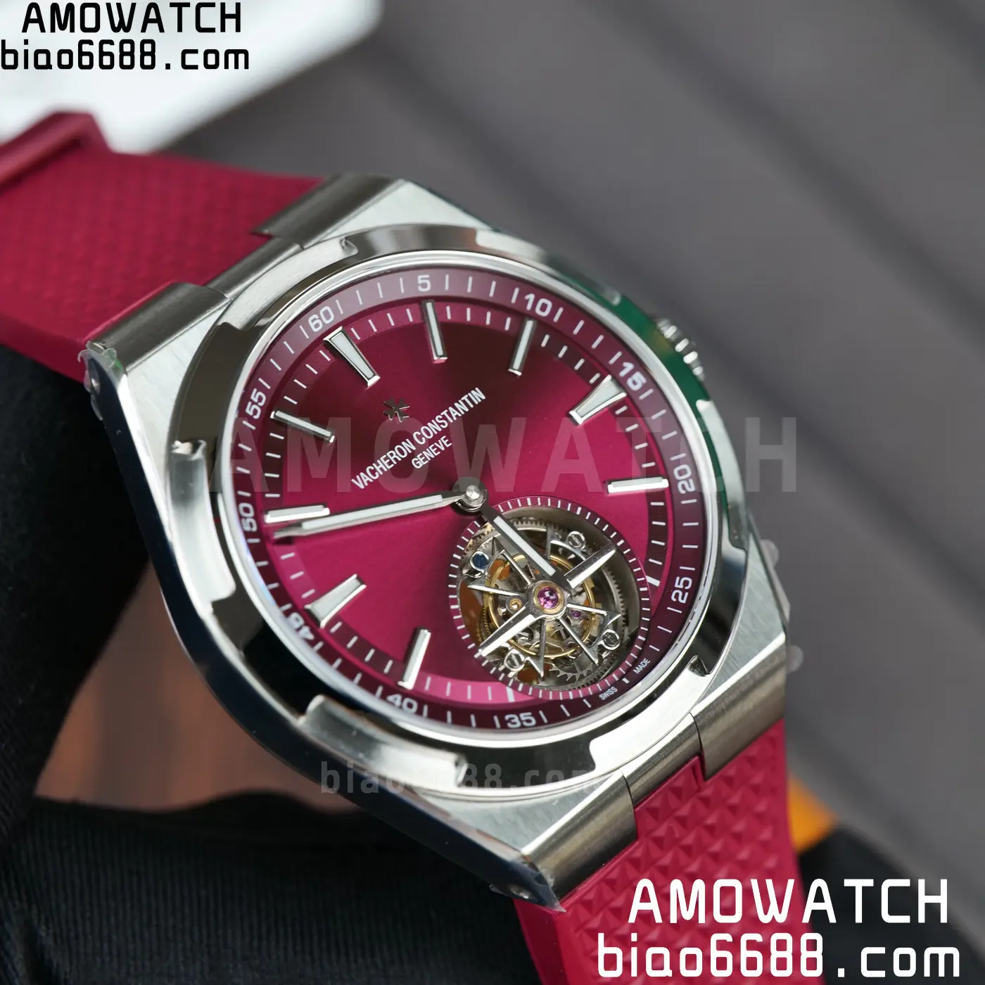 VC Overseas 42.5mm 6000V BBS Factory Best Edition Red Dial Red Rubber Strap Tourbillon 82 0609b9a5fa8833c AMO Watch