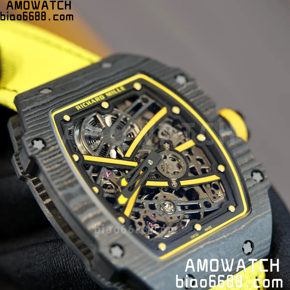 RICHARD MILLE RM67-02 Black NTPT Yellow Skeleton Dial on Yellow Nylon Strap CRMA7 Clone V10 103 0a3a0c125c263f6 阿默表行AmoWatch