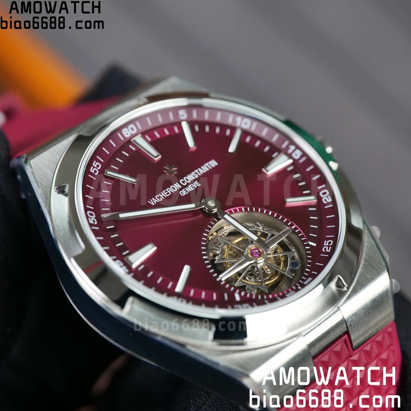 VC Overseas 42.5mm 6000V BBS Factory Best Edition Red Dial Red Rubber Strap Tourbillon 87 0afe9e36ae9207f AMO Watch