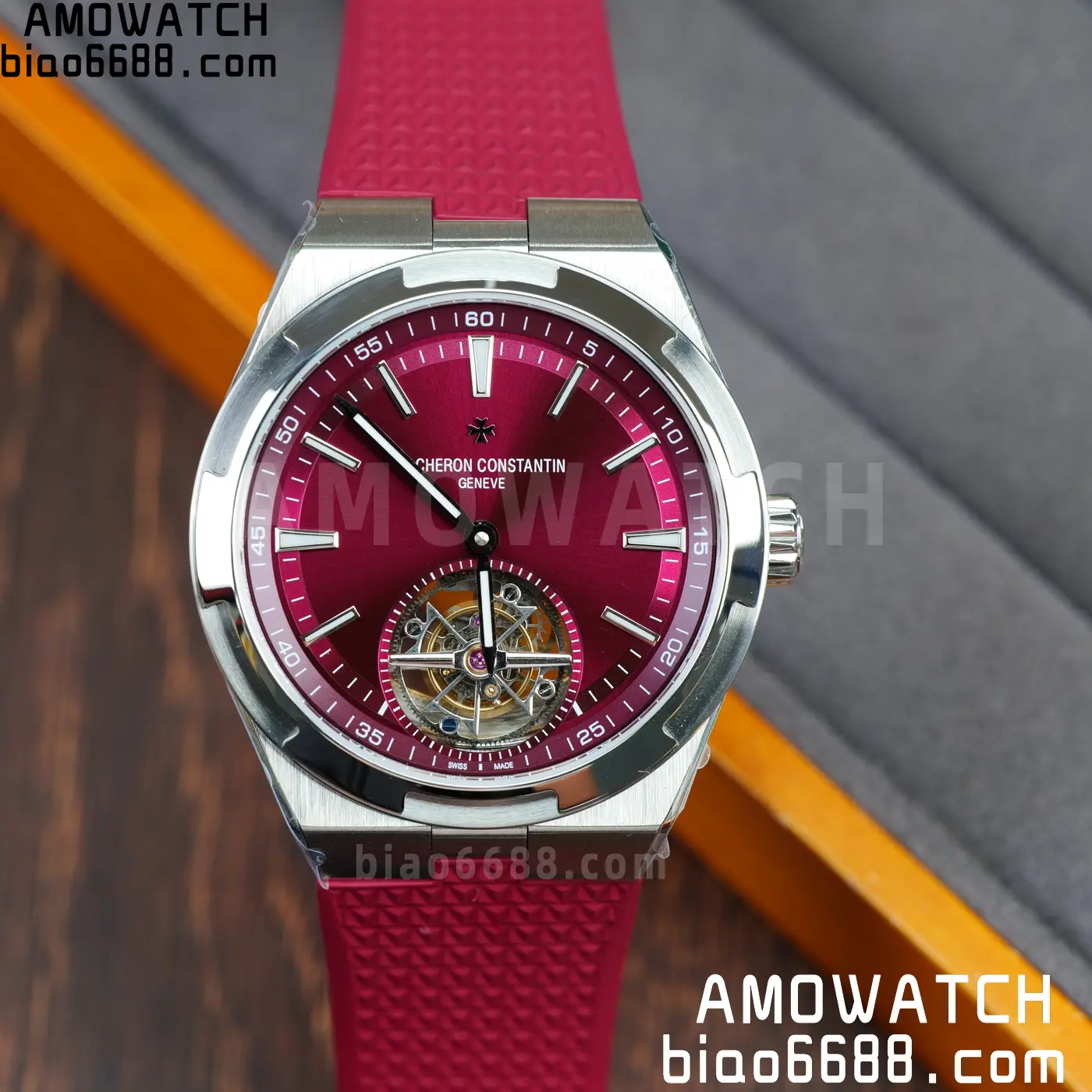 VC Overseas 42.5mm 6000V BBS Factory Best Edition Red Dial Red Rubber Strap Tourbillon 99 0b1799c60c46397 AMO Watch