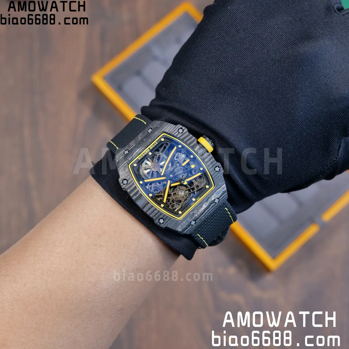 RICHARD MILLE RM67-02 Black NTPT Yellow Skeleton Dial on Black NylonStrap CRMA7 Clone V10 122 16ce0599448a226 阿默表行AmoWatch