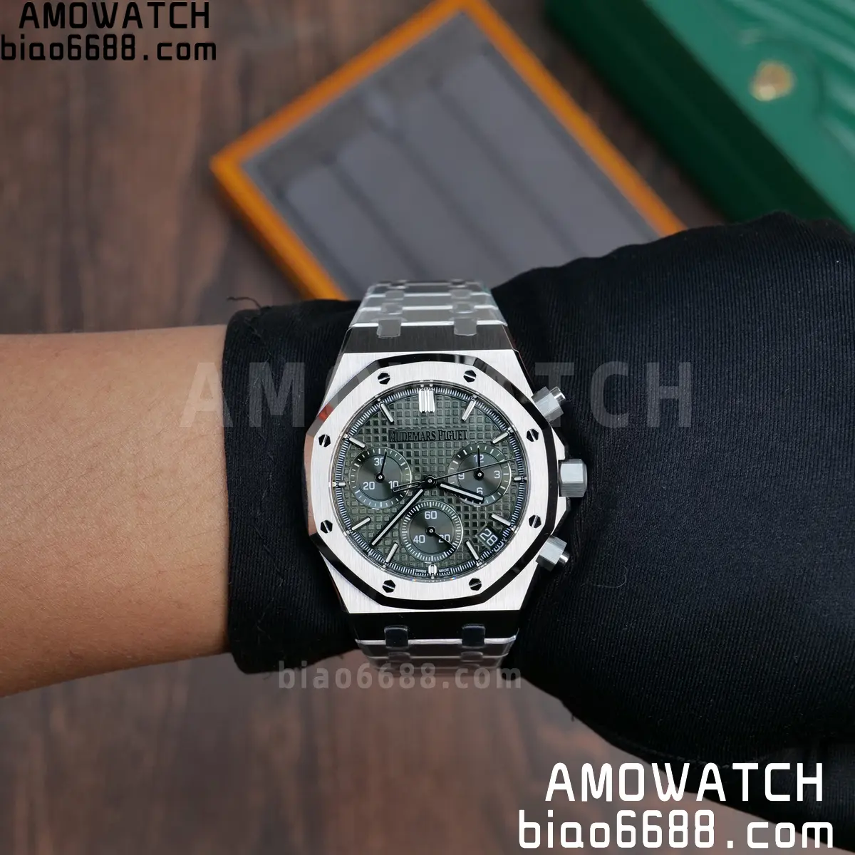AP Royal Oak Chrono 26240 SS ZF 1:1 Best Edition Green Dial on SS Bracelet SA4401 Super Clone V2 (Free Sprung) 100 18bad92b128f441 阿默表行AmoWatch