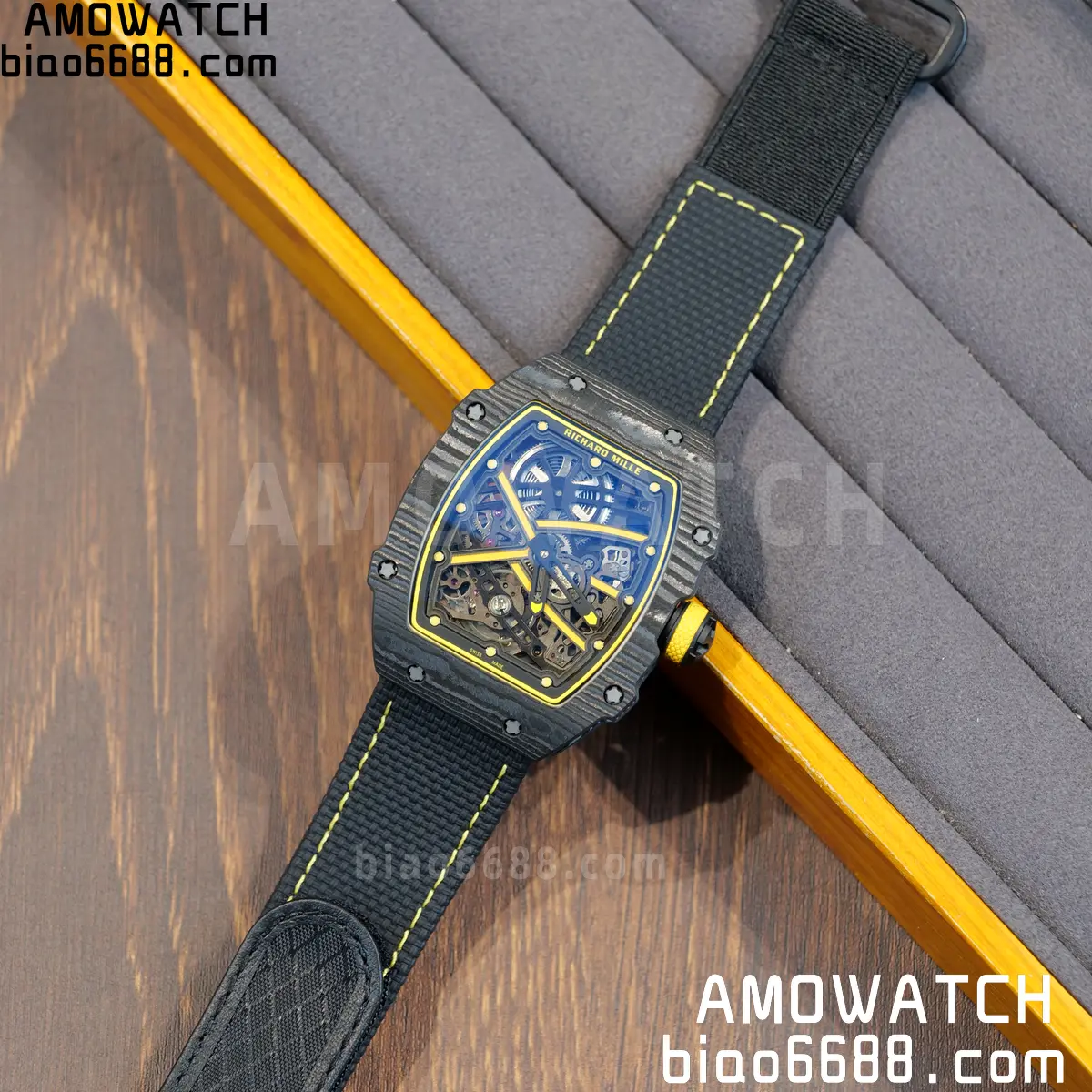 RICHARD MILLE RM67-02 Black NTPT Yellow Skeleton Dial on Black NylonStrap CRMA7 Clone V10 124 19220059e4e304d 阿默表行AmoWatch