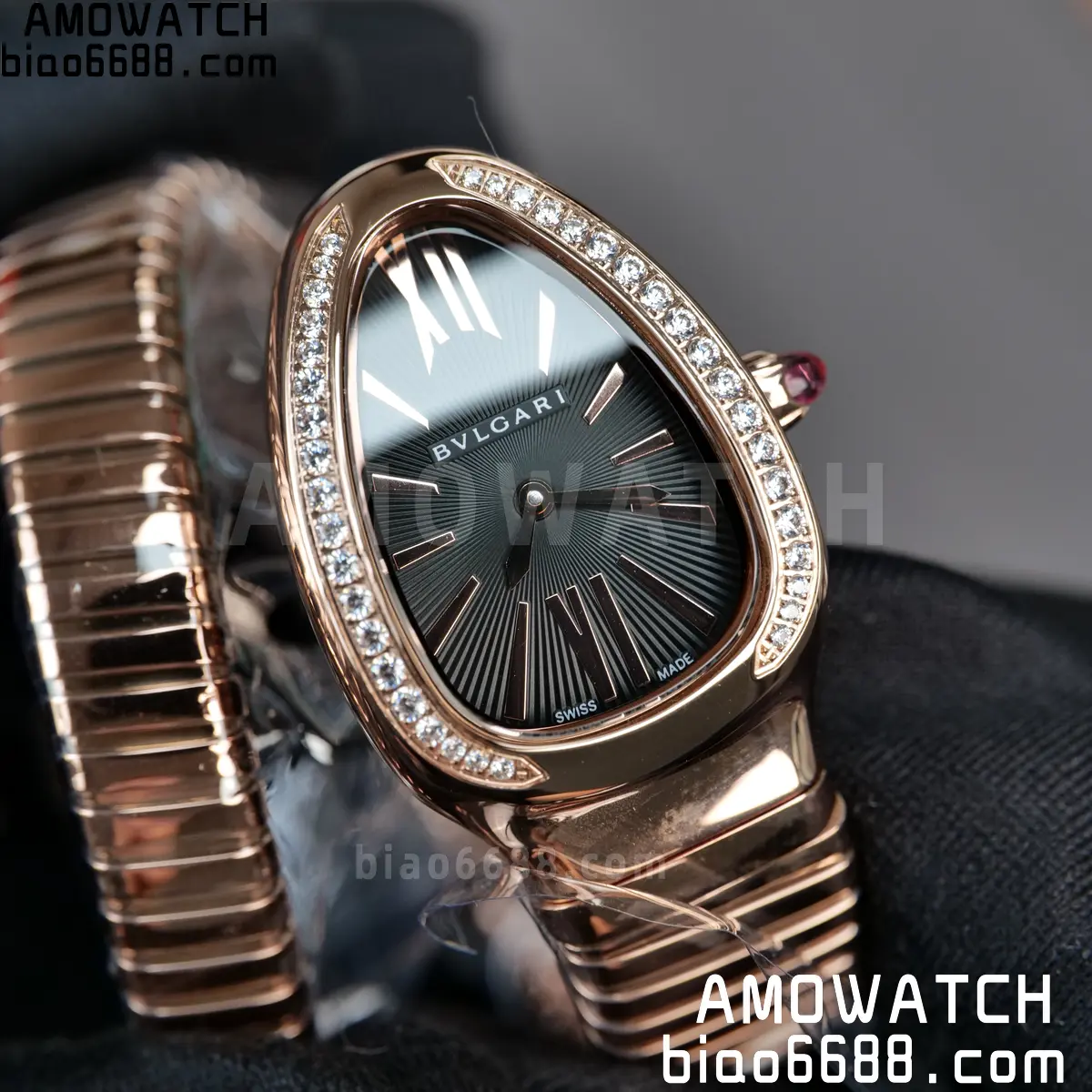 BVLGARI Serpenti Seduttori Watch 101815 RG BVF 1:1 Best Edition Black Dial on YG Bracelet ETA Quartz 69 19c2255661941f4 AMO Watch
