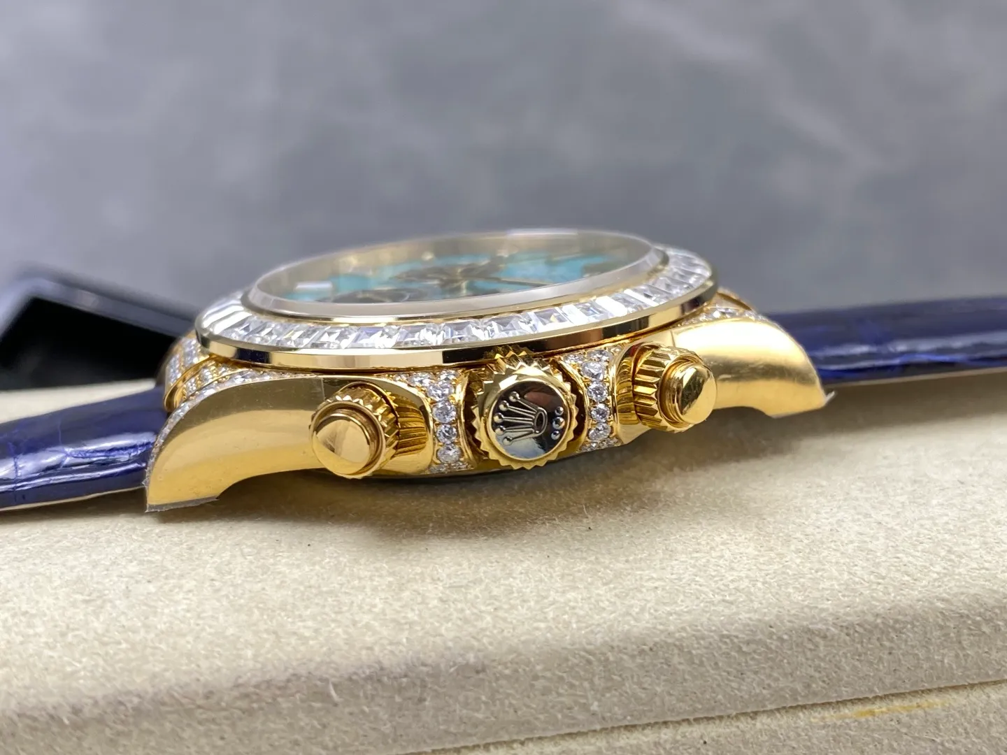Rolex Daytona PPM Factory Best Edition Turquoise Dial on Blue Crocodile Leather Strap 4130 25 19d17f043c91fb6 阿默表行AmoWatch