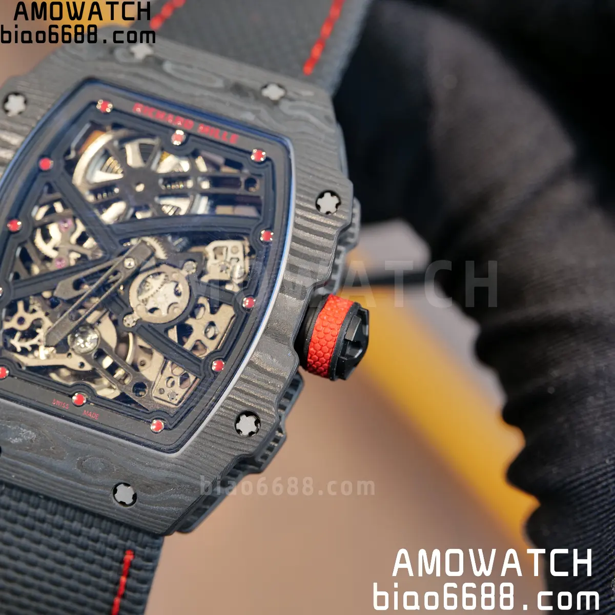 RICHARD MILLE RM67-02 Black NTPT Black/Red Skeleton Dial on Black Nylon Strap CRMA7 Clone V10 71 19f815fd8c9ef14 阿默表行AmoWatch
