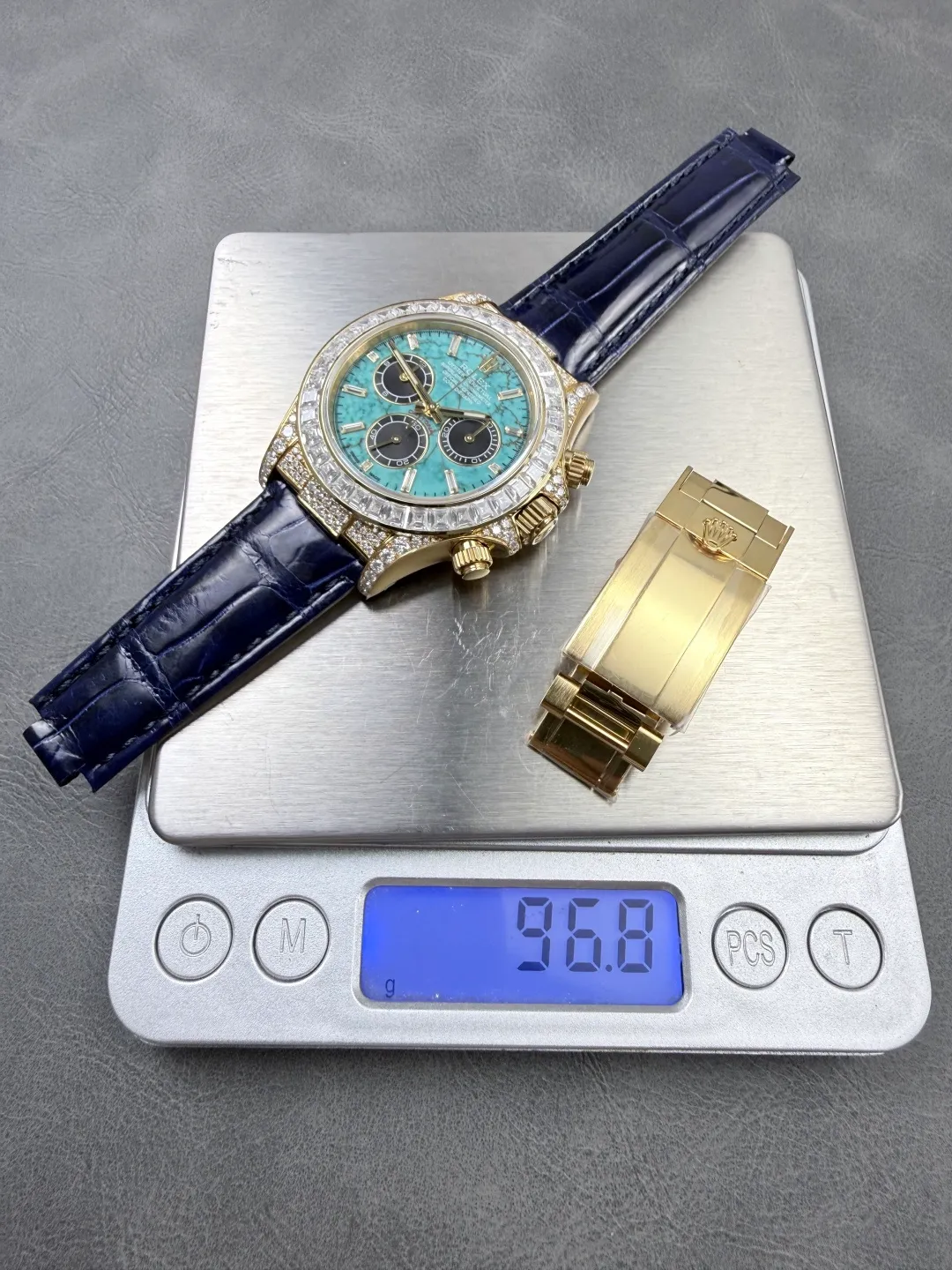 Rolex Daytona PPM Factory Best Edition Turquoise Dial on Blue Crocodile Leather Strap 4130 27 1a6bff95b6cc273 阿默表行AmoWatch