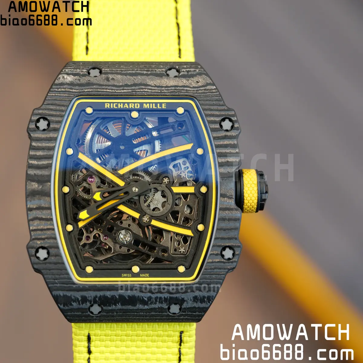 RICHARD MILLE RM67-02 Black NTPT Yellow Skeleton Dial on Yellow Nylon Strap CRMA7 Clone V10 92 1bee2a892d22e27 阿默表行AmoWatch