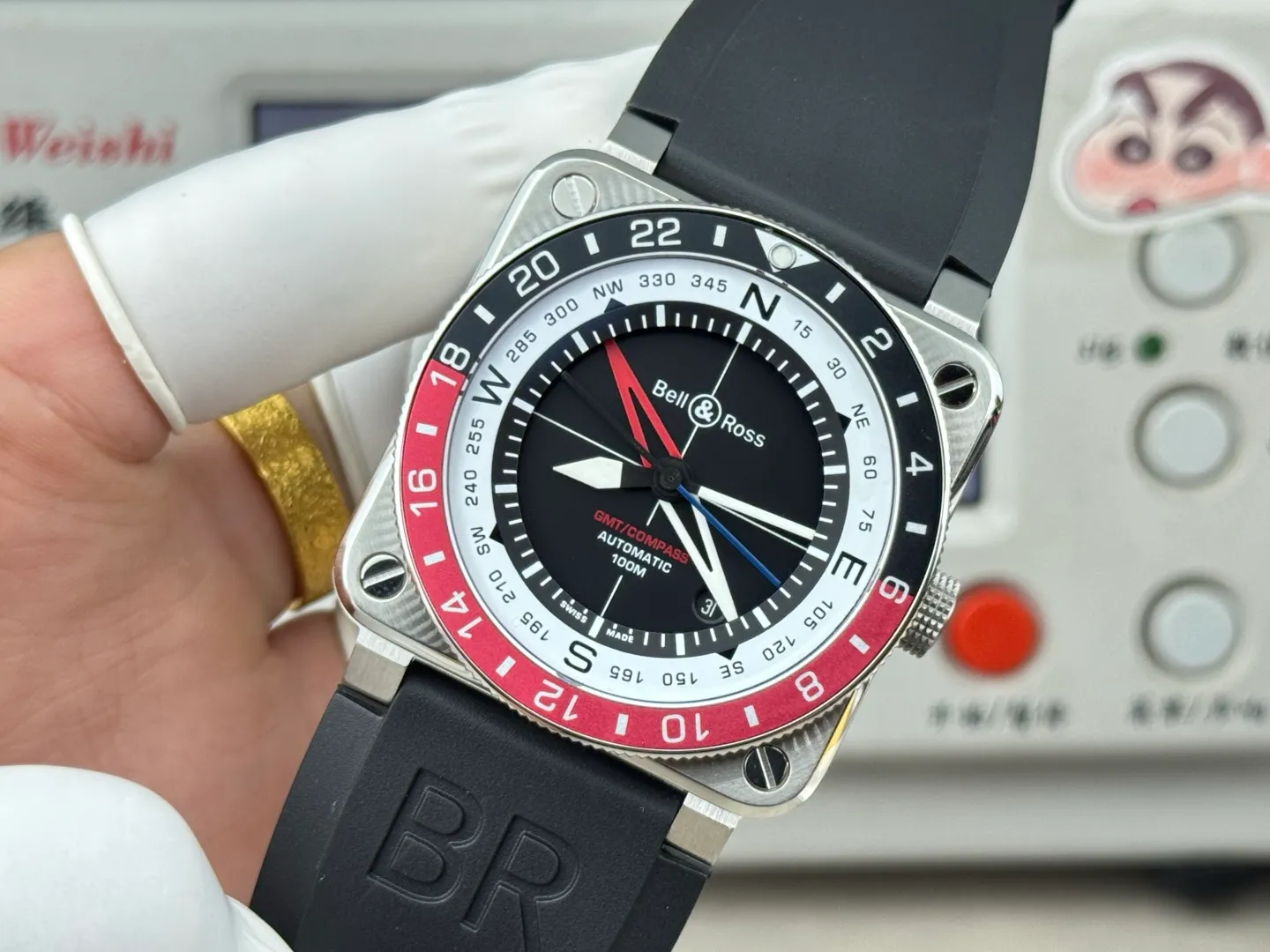 Bell Ross BR-03 GMT Compass BR Factory 1:1 Best Edition Black Dial on Black Rubber Strap 22 2285ee6ce070b87 阿默表行AmoWatch
