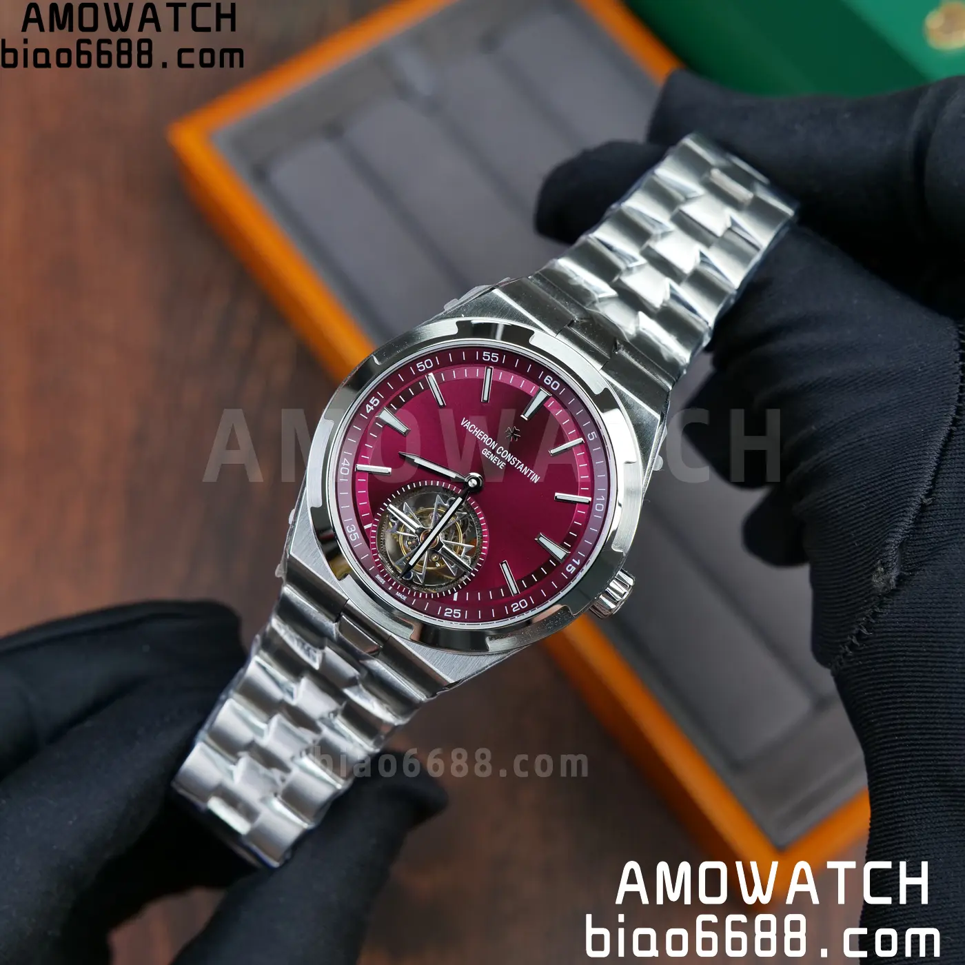VC Overseas 42.5mm 6000V BBS Factory Best Edition Red Dial SS Bracelet Tourbillon 66 259fb31b22eed3a AMO Watch
