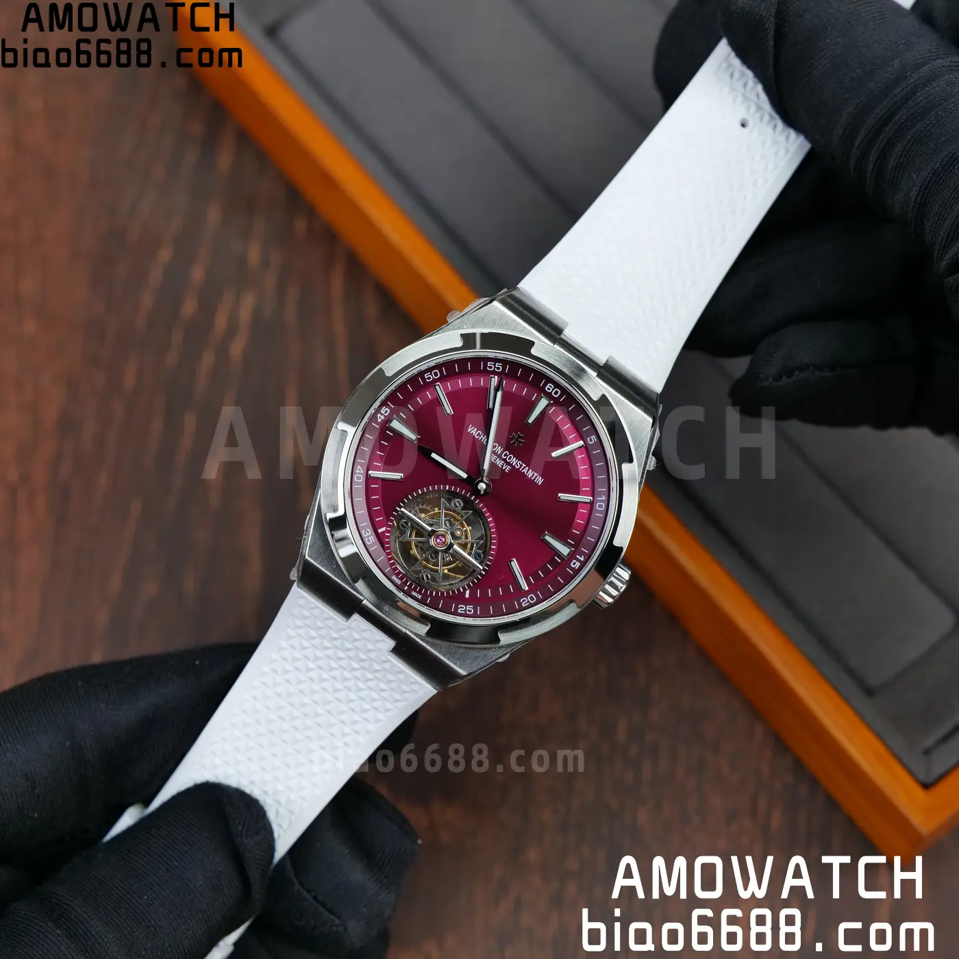 VC Overseas 42.5mm 6000V BBS Factory Best Edition White Dial Red Rubber Strap Tourbillon 56 25d4fb2b698e9ac AMO Watch