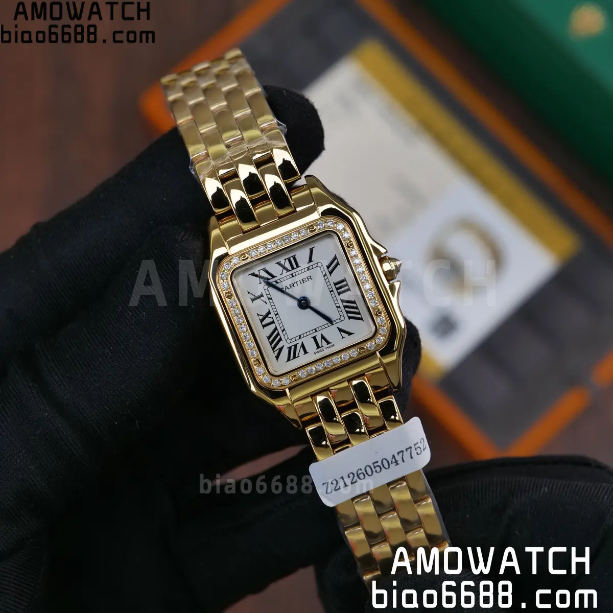 Custom Made Cartier Panthère 27mm WJPN0016 Gold-plated moissanite bezel 59 269b9a8a7433967 AMO Watch