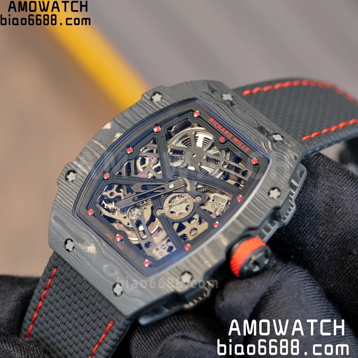 RICHARD MILLE RM67-02 Black NTPT Black/Red Skeleton Dial on Black Nylon Strap CRMA7 Clone V10 73 2b1a35a9bdfc53b 阿默表行AmoWatch