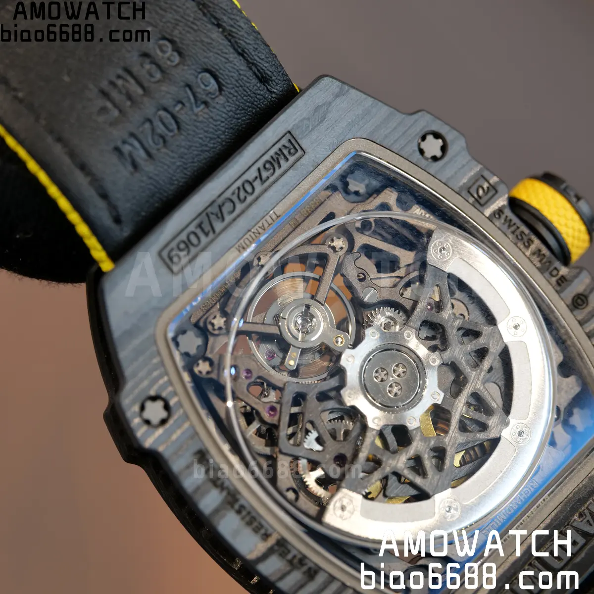 RICHARD MILLE RM67-02 Black NTPT Yellow Skeleton Dial on Yellow Nylon Strap CRMA7 Clone V10 108 2d15c13740267eb 阿默表行AmoWatch
