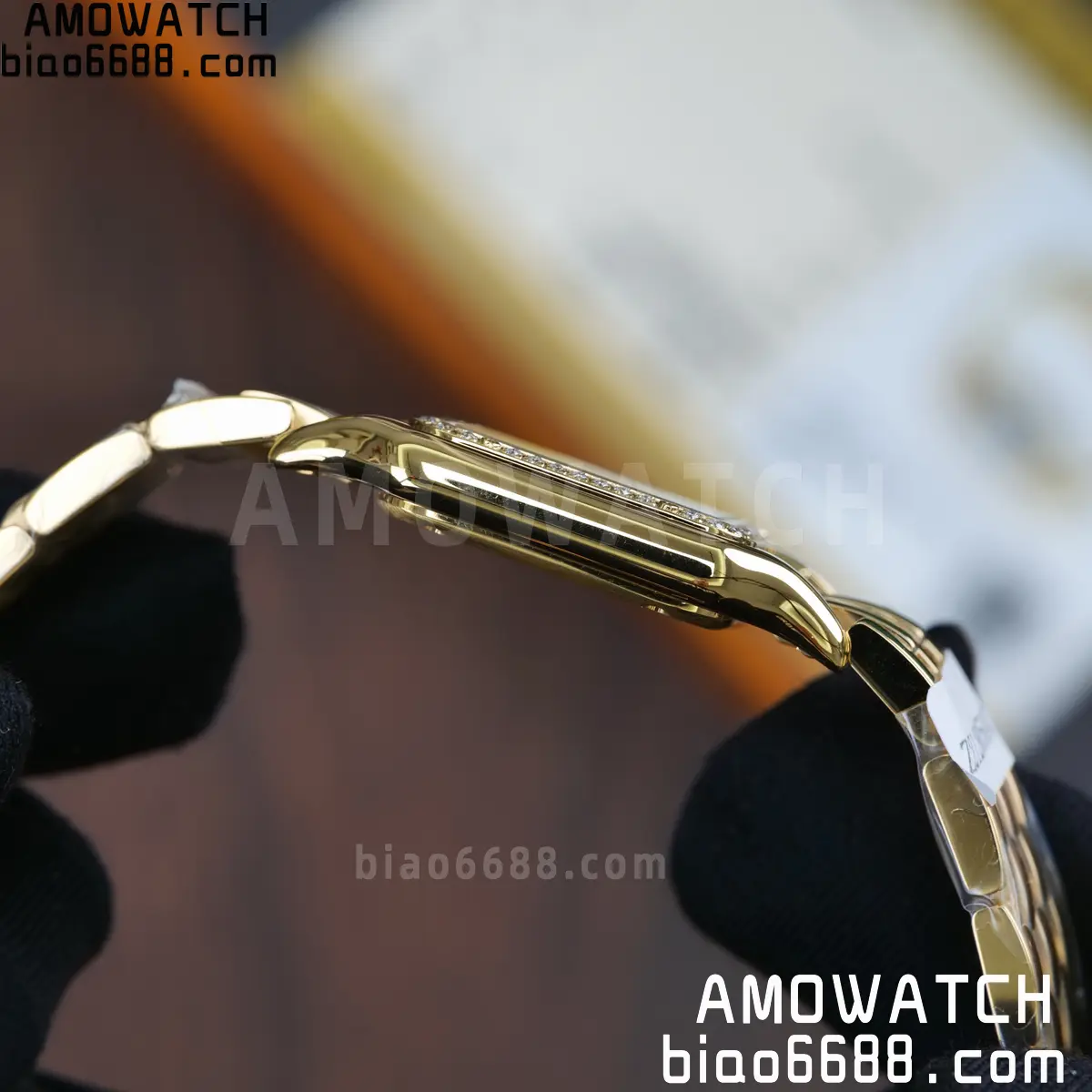 Custom Made Cartier Panthère 27mm WJPN0016 Gold-plated moissanite bezel 65 2e36e48cdb9e421 AMO Watch