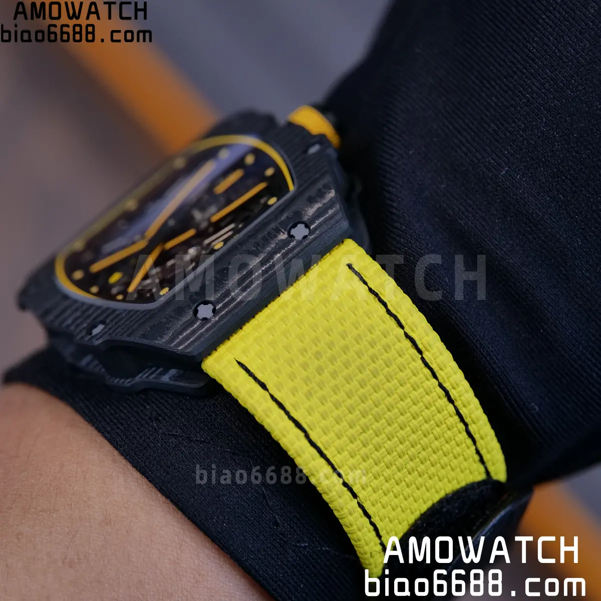 RICHARD MILLE RM67-02 Black NTPT Yellow Skeleton Dial on Yellow Nylon Strap CRMA7 Clone V10 114 30437741dfecef6 阿默表行AmoWatch