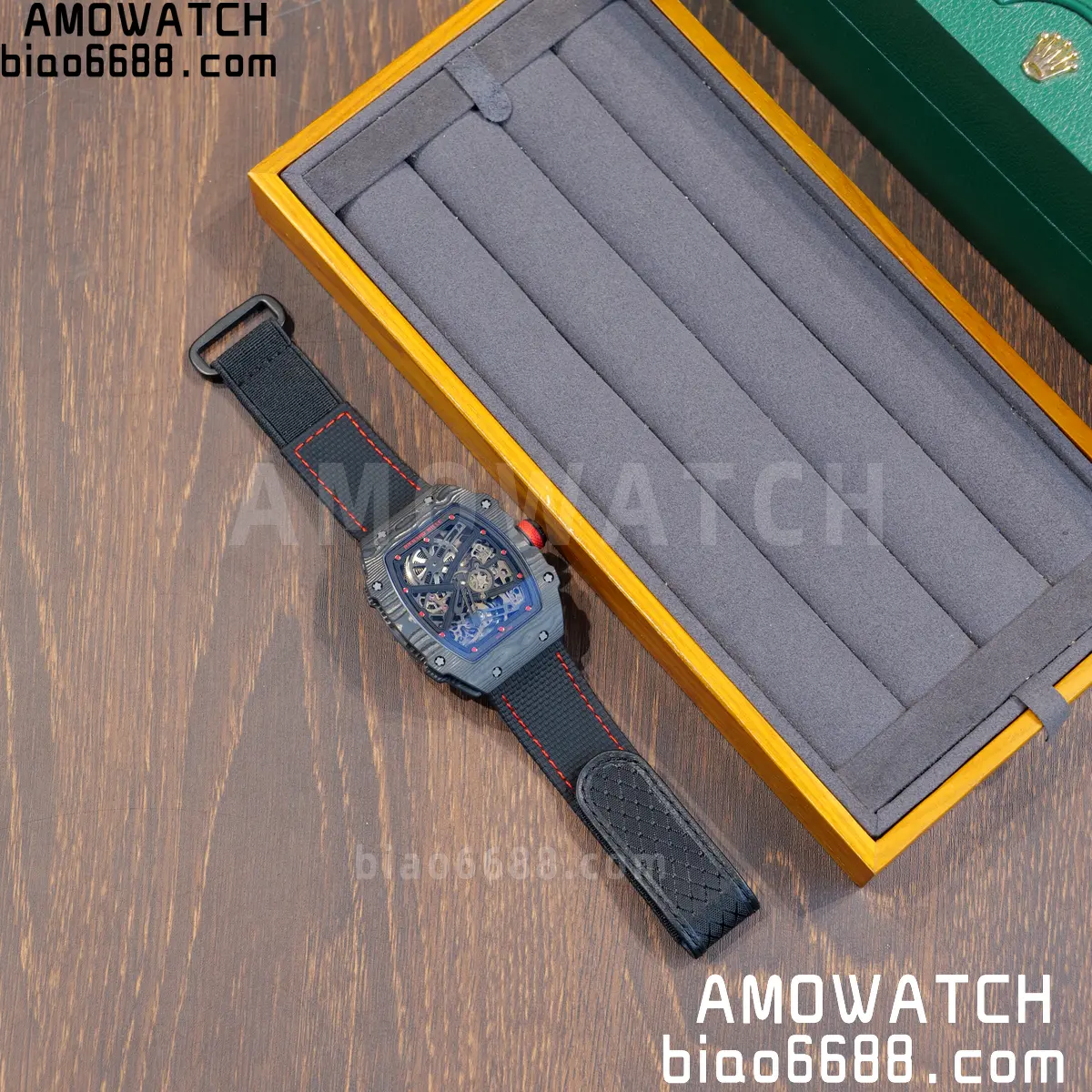RICHARD MILLE RM67-02 Black NTPT Black/Red Skeleton Dial on Black Nylon Strap CRMA7 Clone V10 62 31b0fa0fd411910 阿默表行AmoWatch