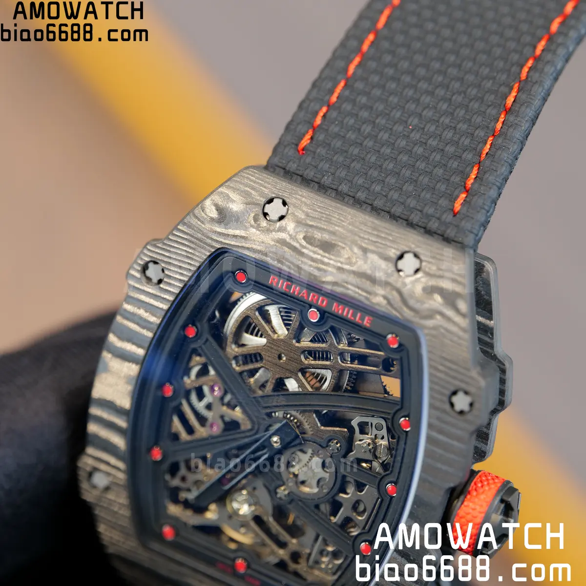 RICHARD MILLE RM67-02 Black NTPT Black/Red Skeleton Dial on Black Nylon Strap CRMA7 Clone V10 77 32e75206067153b 阿默表行AmoWatch