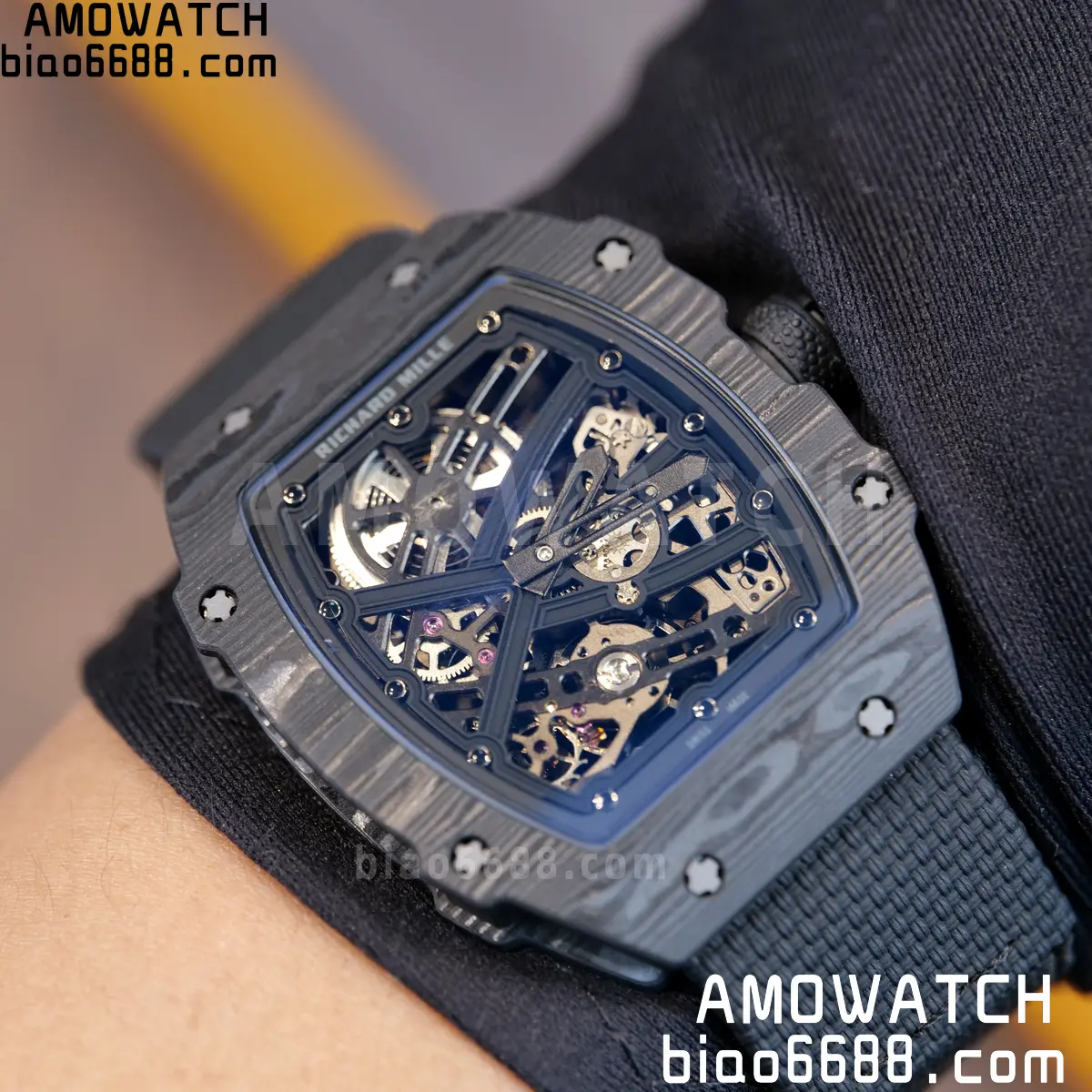 RICHARD MILLE RM67-02 Black NTPT All Black Skeleton Dial on Black Elastic strap CRMA7 Clone V10 96 369d093c69b171b 阿默表行AmoWatch