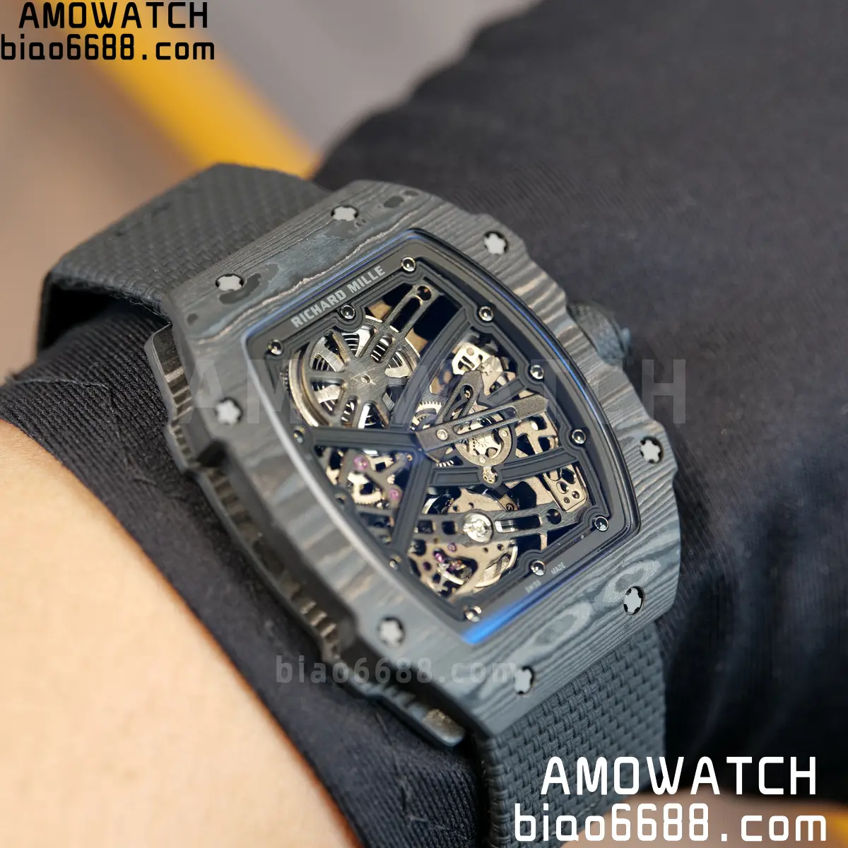 RICHARD MILLE RM67-02 Black NTPT All Black Skeleton Dial on Black Elastic strap CRMA7 Clone V10 97 373ad4ddb61d036 阿默表行AmoWatch