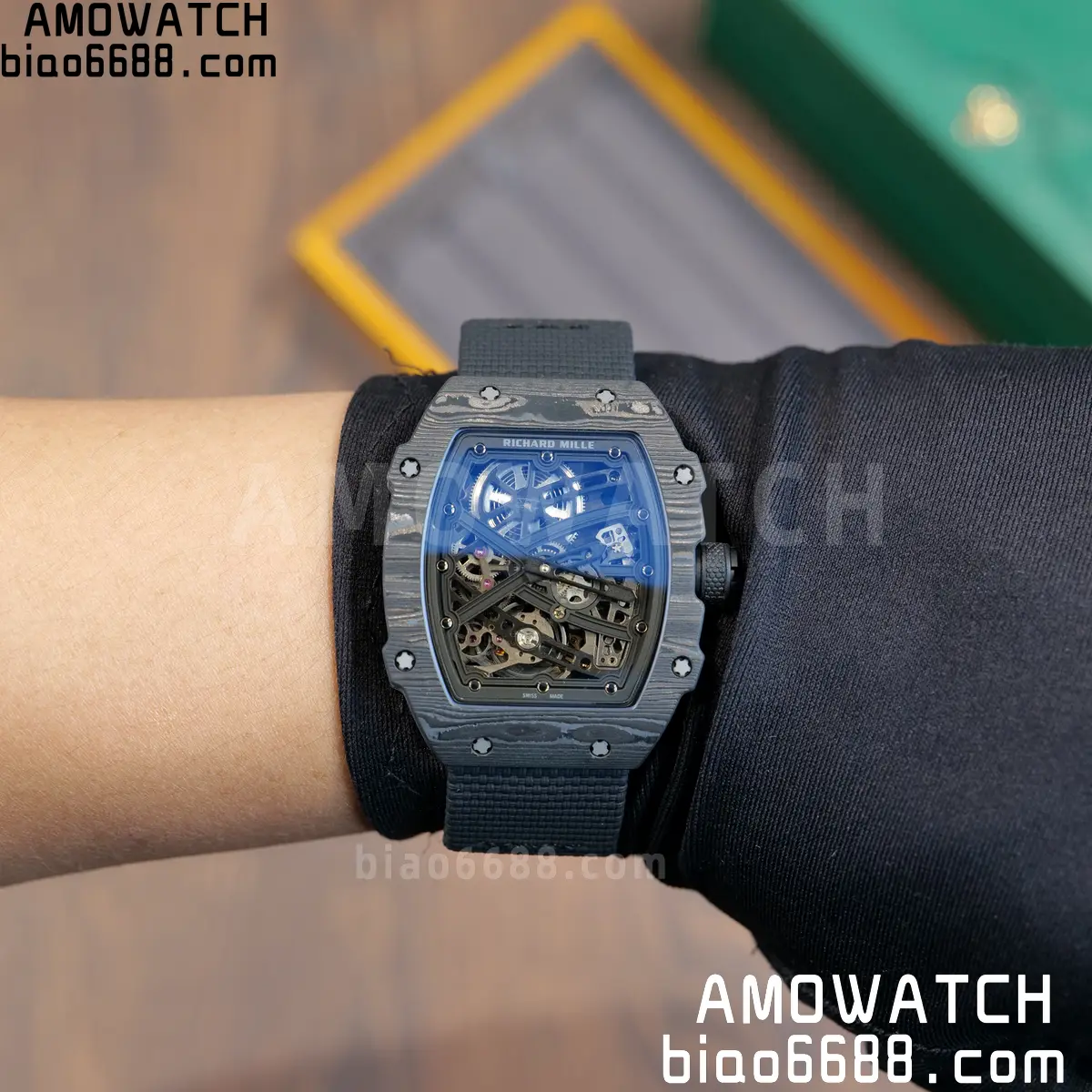 RICHARD MILLE RM67-02 Black NTPT All Black Skeleton Dial on Black Elastic strap CRMA7 Clone V10 102 376d2c18a42d393 阿默表行AmoWatch