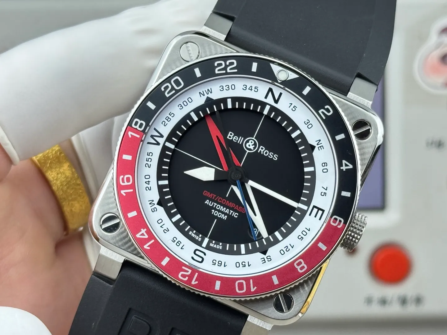 Bell Ross BR-03 GMT Compass BR Factory 1:1 Best Edition Black Dial on Black Rubber Strap 24 3a74f3a81abce77 阿默表行AmoWatch