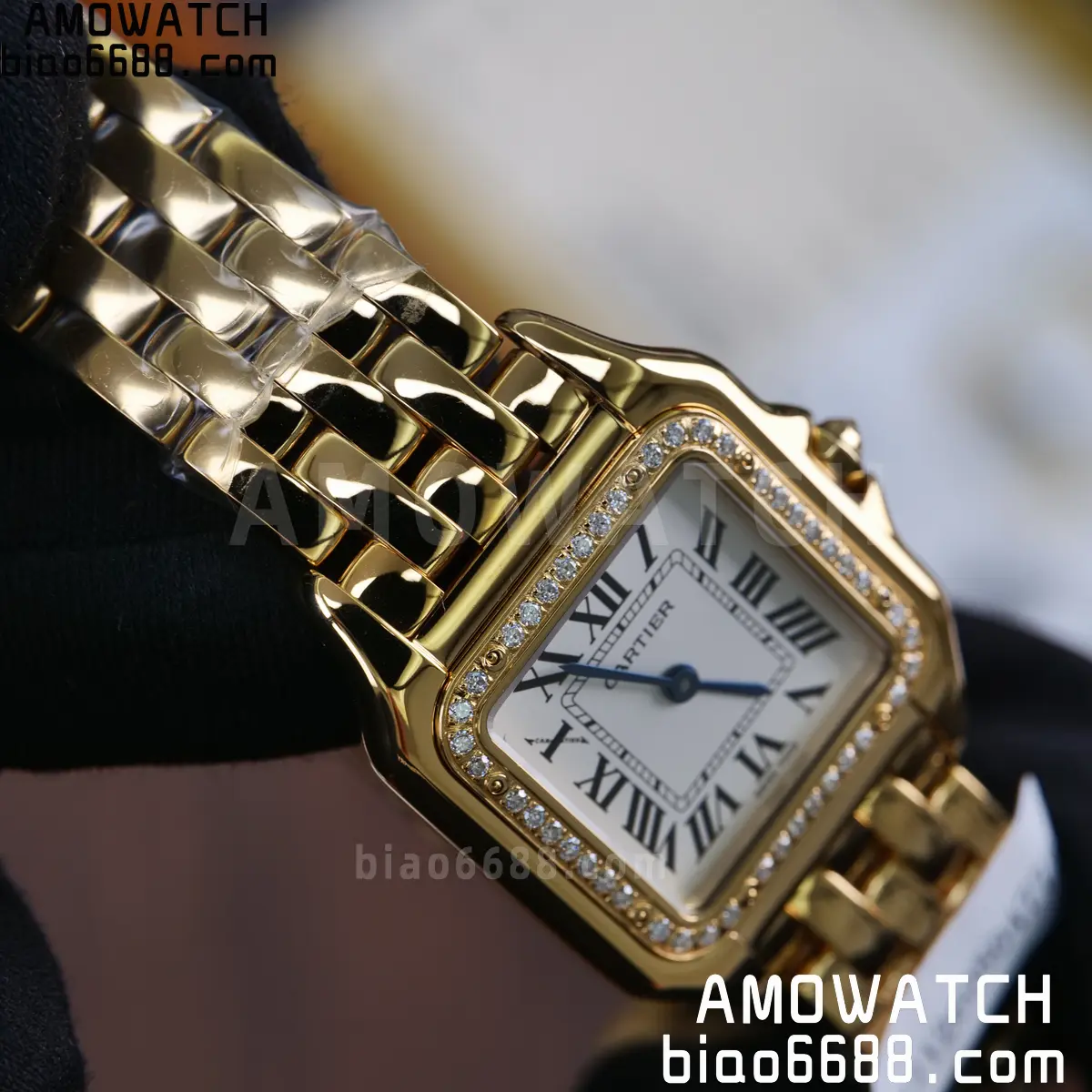 Custom Made Cartier Panthère 27mm WJPN0016 Gold-plated moissanite bezel 71 3f06008f7b4e28e AMO Watch
