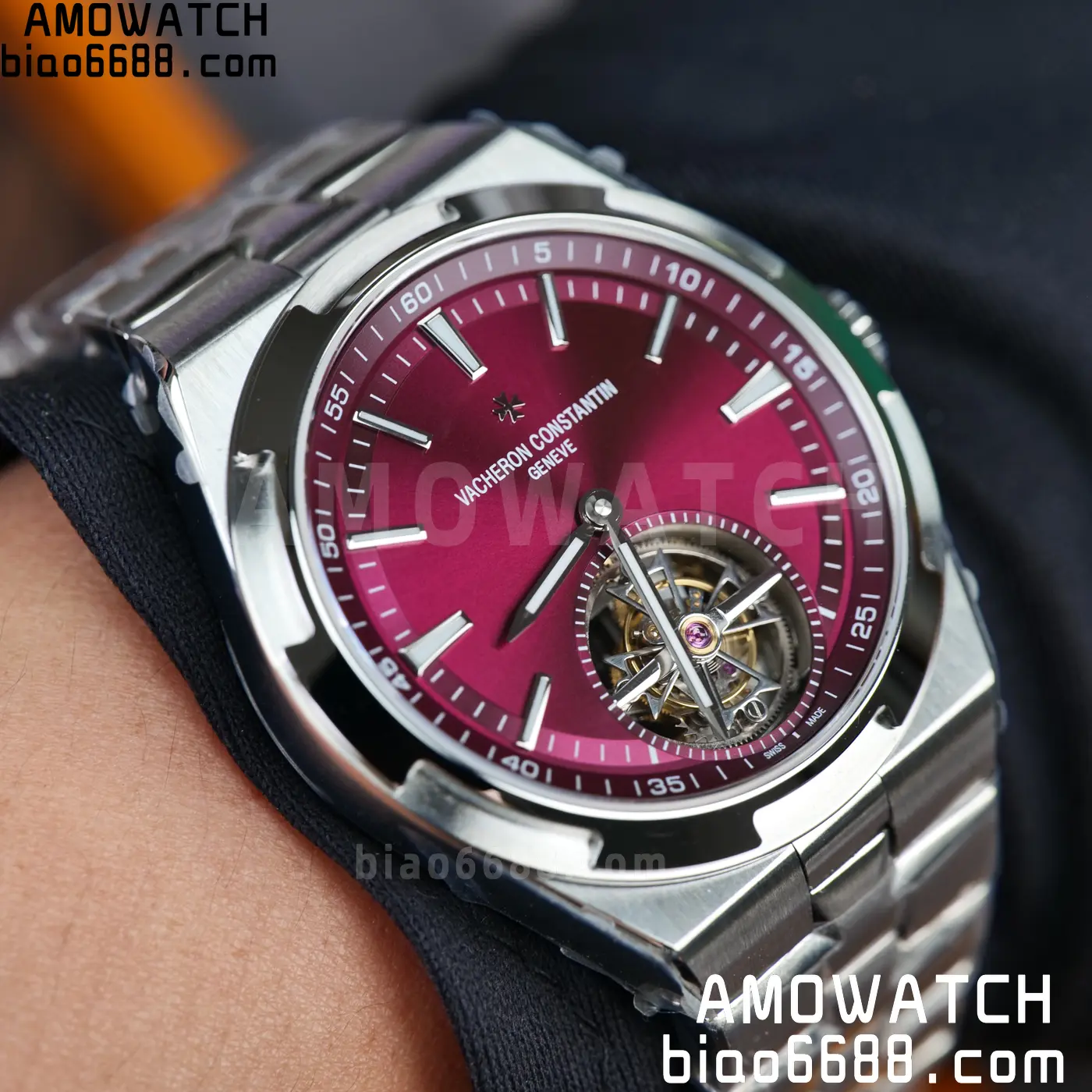 VC Overseas 42.5mm 6000V BBS Factory Best Edition Red Dial SS Bracelet Tourbillon 91 409610f5edaa117 AMO Watch