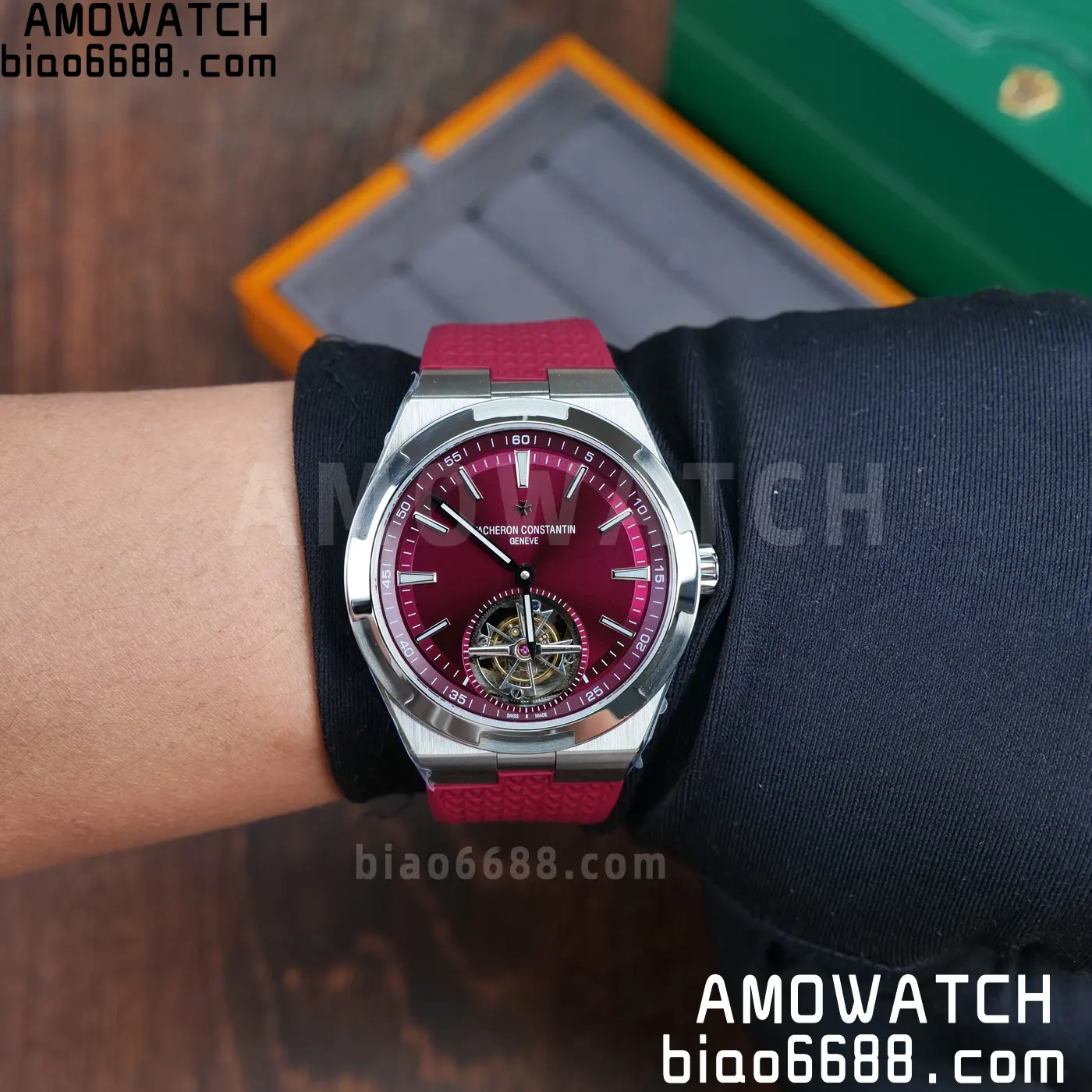 VC Overseas 42.5mm 6000V BBS Factory Best Edition Red Dial Red Rubber Strap Tourbillon 98 411e6130420f611 AMO Watch