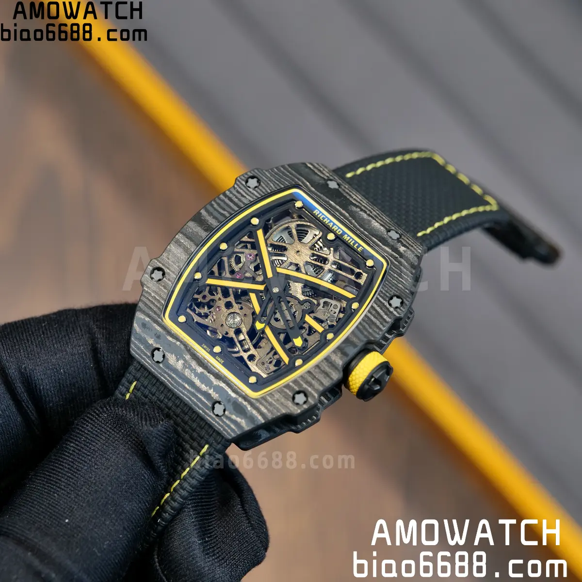 RICHARD MILLE RM67-02 Black NTPT Yellow Skeleton Dial on Black NylonStrap CRMA7 Clone V10 126 4353132497fd922 阿默表行AmoWatch