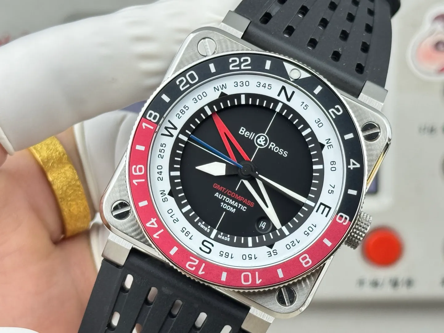 Bell Ross BR-03 GMT Compass BR Factory 1:1 Best Edition blue/black Bezel Black Dial on Rubber Strap 24 45c5b7553ddd616 阿默表行AmoWatch