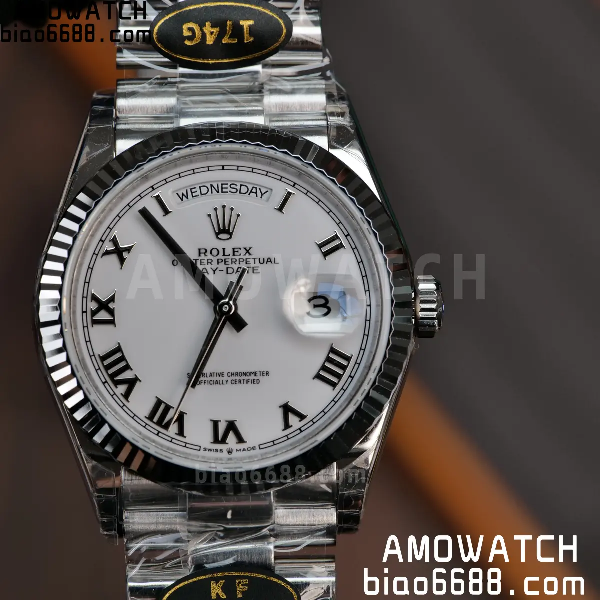 Rolex DayDate 128236 36mm KF 1:1 Best Edition Silvery Roman Dial (Gain Weight) 72 47c62e690adc541 阿默表行AmoWatch