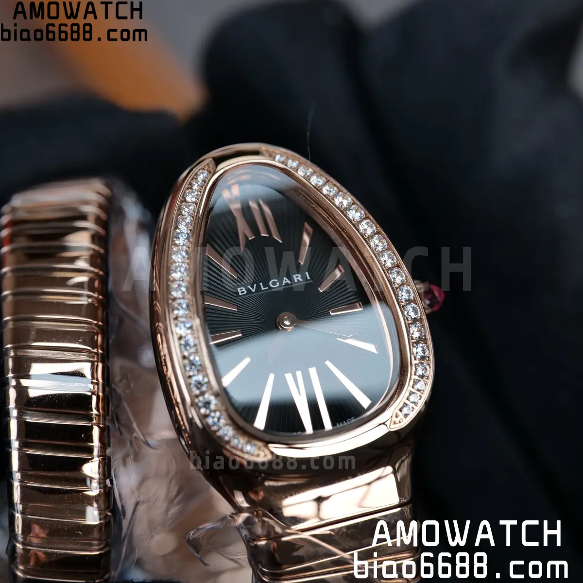BVLGARI Serpenti Seduttori Watch 101815 RG BVF 1:1 Best Edition Black Dial on YG Bracelet ETA Quartz 71 53d13e2f00c37b7 AMO Watch
