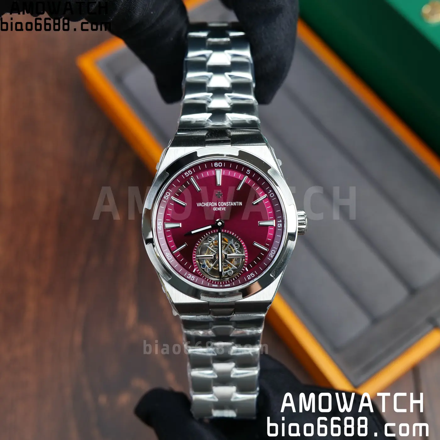 VC Overseas 42.5mm 6000V BBS Factory Best Edition Red Dial SS Bracelet Tourbillon 69 5562d291d770aef AMO Watch