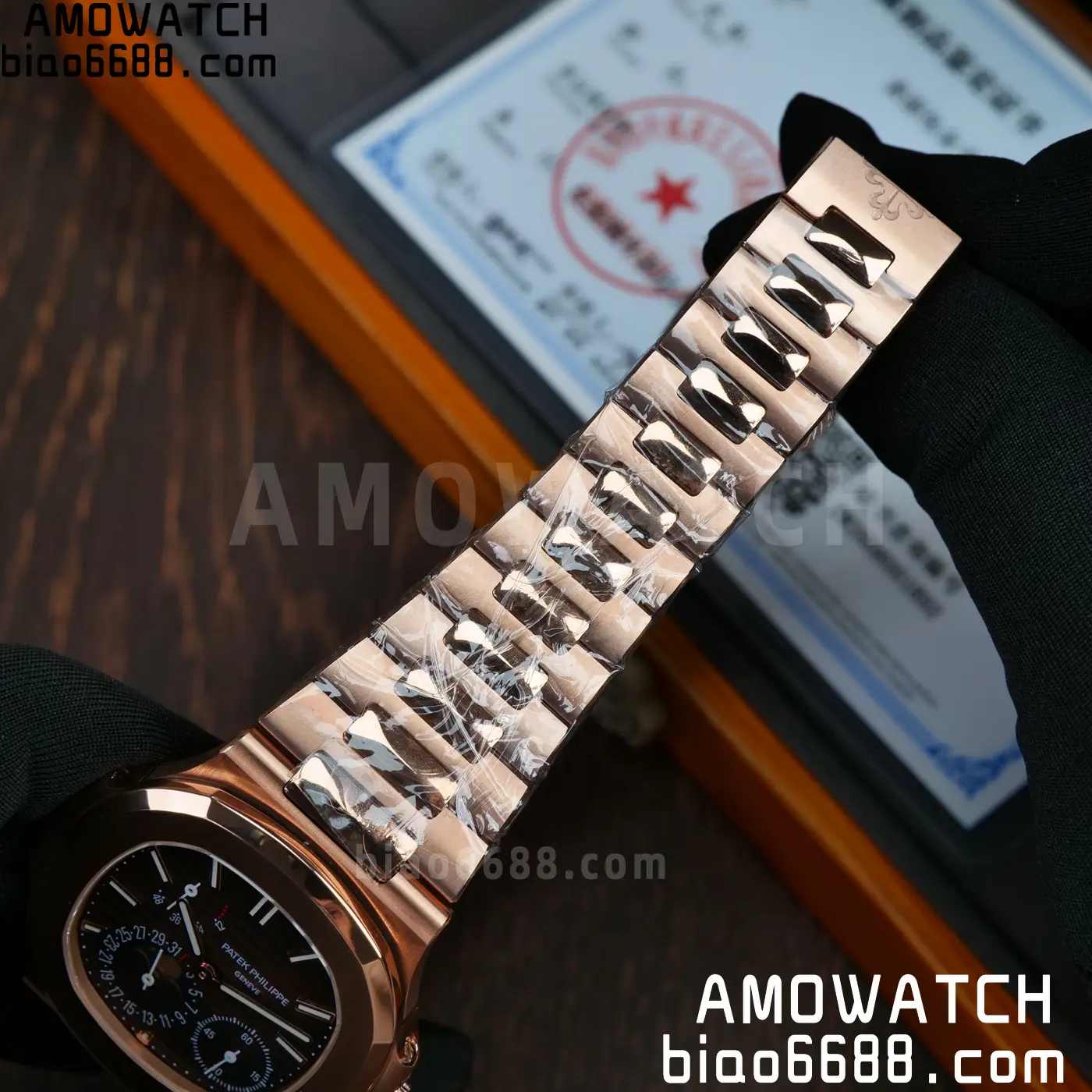 Patek Philippe Nautilus 5712R RG UMI 1:1 Best Edition Brown Dial on RG Bracelet A240 Super Clone Weighted 74 565e3a38bd05704 AMO Watch