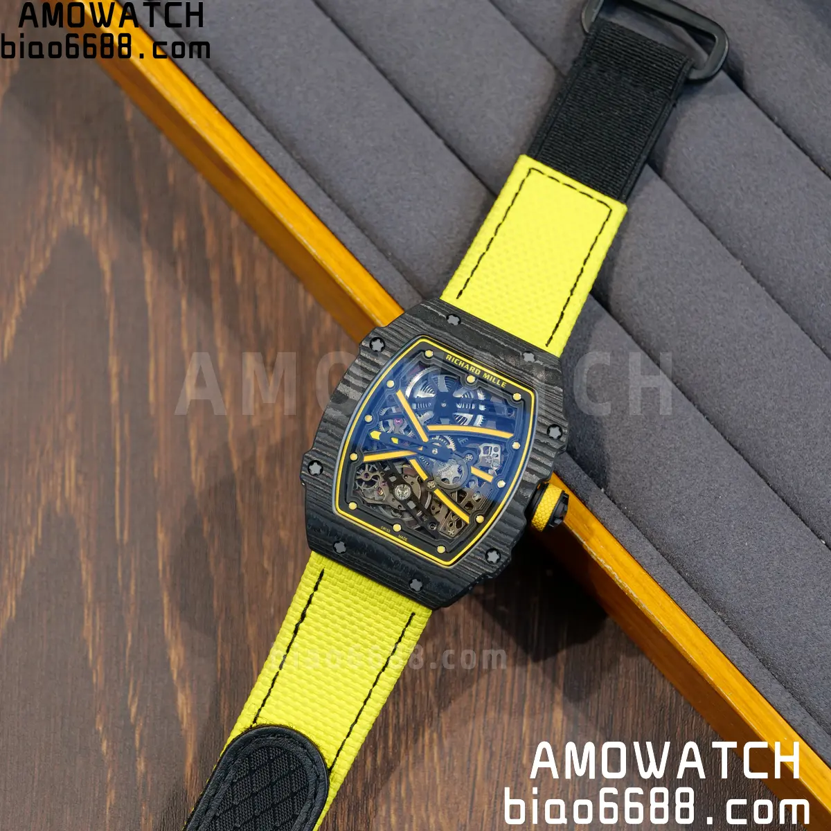 RICHARD MILLE RM67-02 Black NTPT Yellow Skeleton Dial on Yellow Nylon Strap CRMA7 Clone V10 123 5745f970ecce652 阿默表行AmoWatch