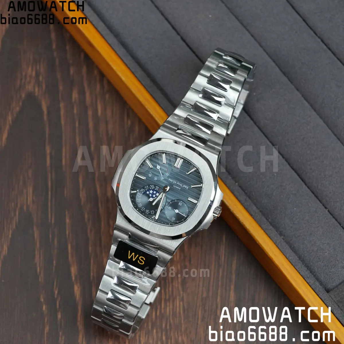 Patek Philippe Nautilus 5712 SS WSF 1:1 Best Edition Blue Dial on SS Bracelet JH240 Super Clone 115 57a151a1c9cf648 AMO Watch