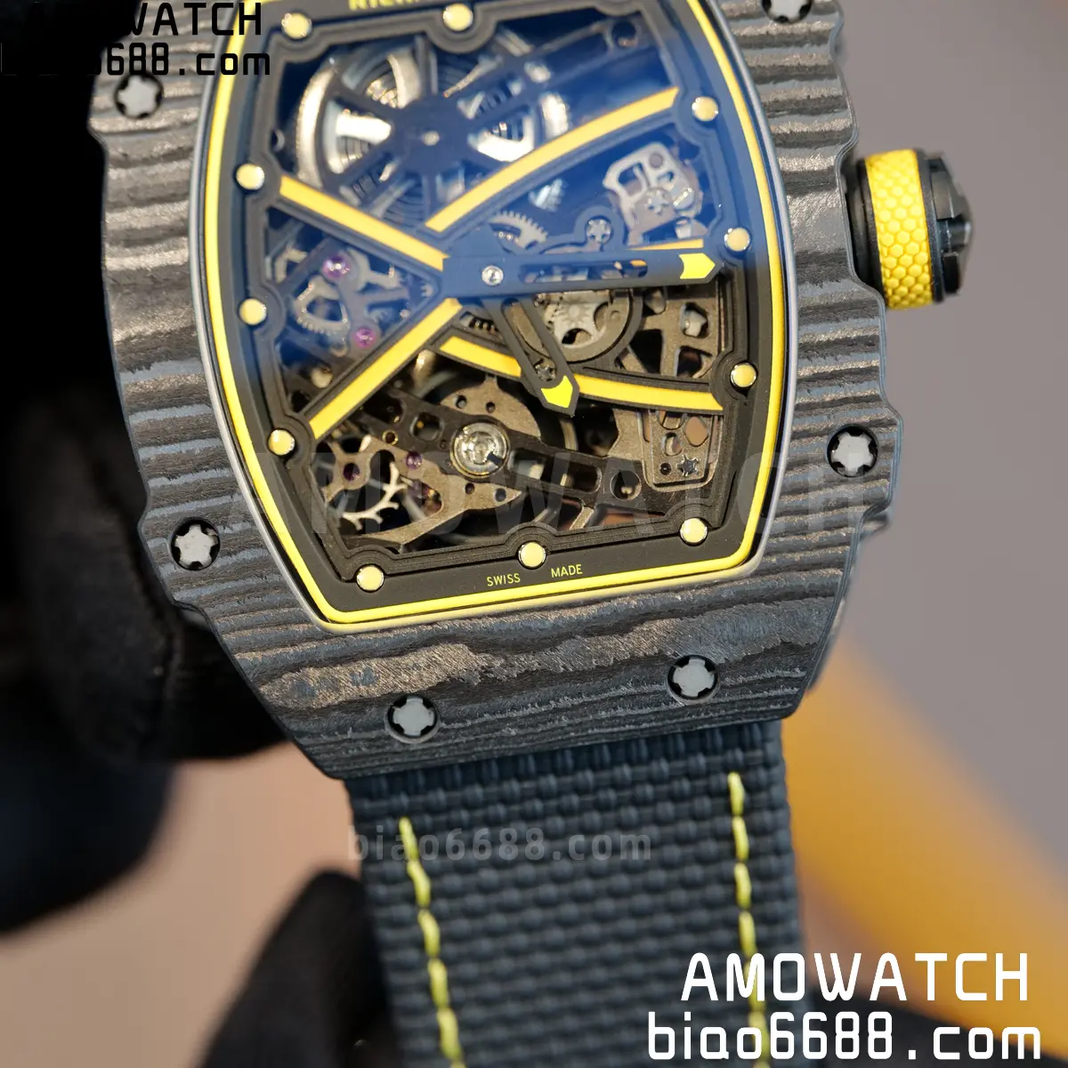 RICHARD MILLE RM67-02 Black NTPT Yellow Skeleton Dial on Black NylonStrap CRMA7 Clone V10 101 5897dee98c7f939 阿默表行AmoWatch
