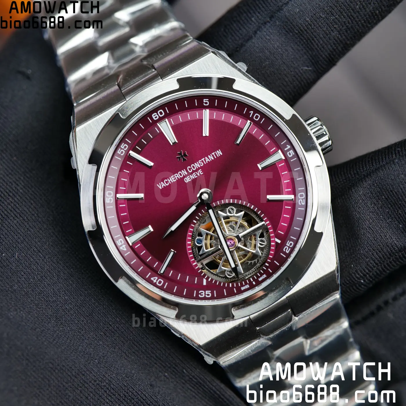 VC Overseas 42.5mm 6000V BBS Factory Best Edition Red Dial SS Bracelet Tourbillon 82 592b1bb05cc2386 AMO Watch