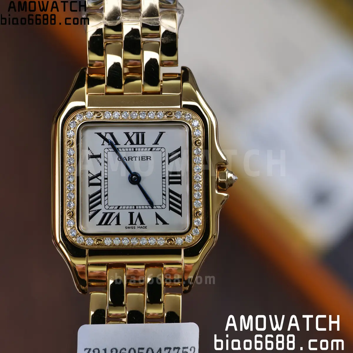 Custom Made Cartier Panthère 27mm WJPN0016 Gold-plated moissanite bezel 64 5a3c5f87f1ee312 AMO Watch