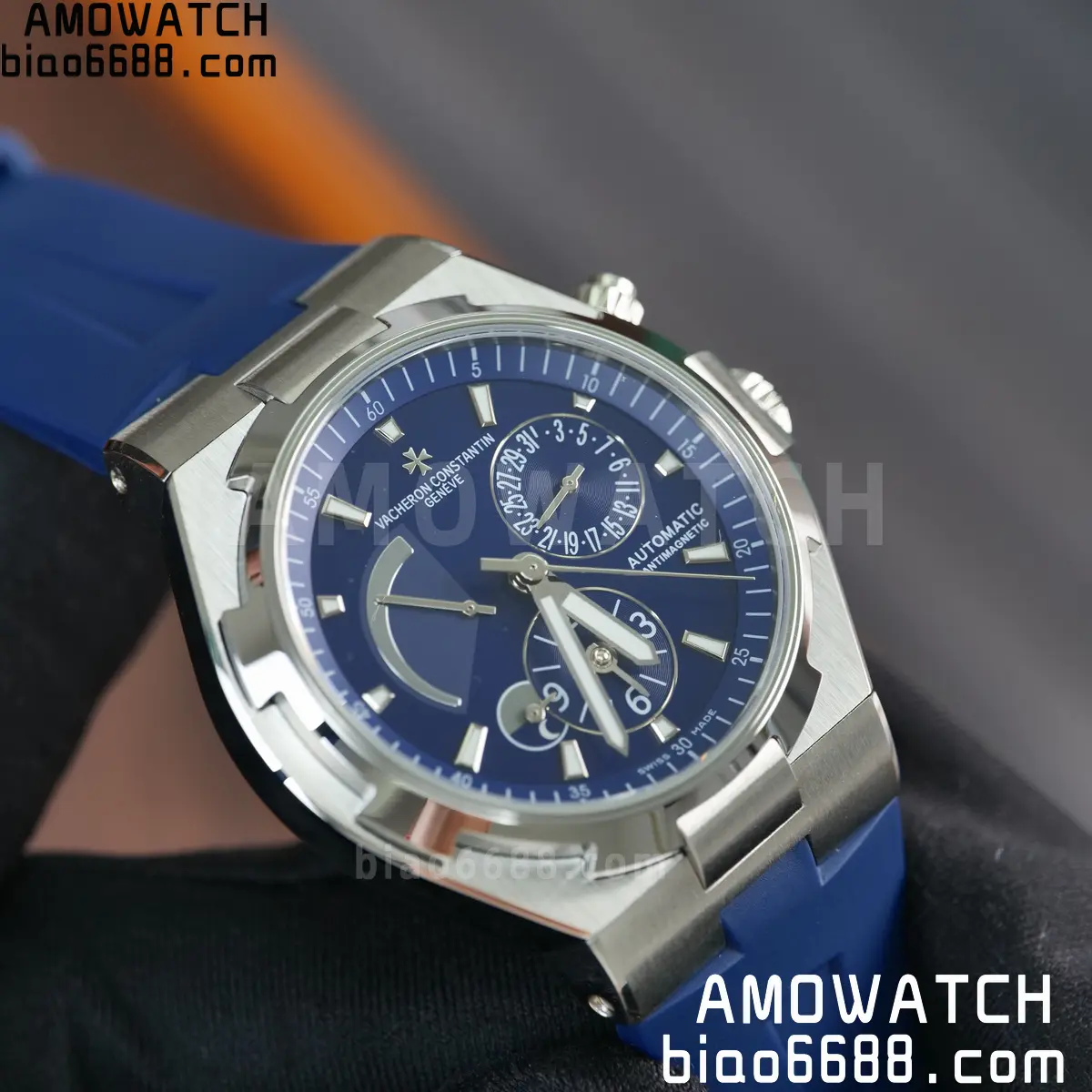 VC Overseas 47450 SS 9F Best Edition Blue Dial on Blue Rubber Strap 74 5b3f5d4f1f88324 AMO Watch