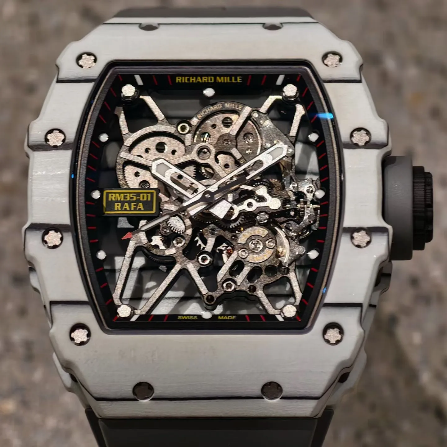 RM35-01 White NTPT Mille Studio 1:1 Best Edition on Gray Shark Strap RMUL3 Super Clone (Custom Case Set) 23 5e82a898941b89a AMO Watch